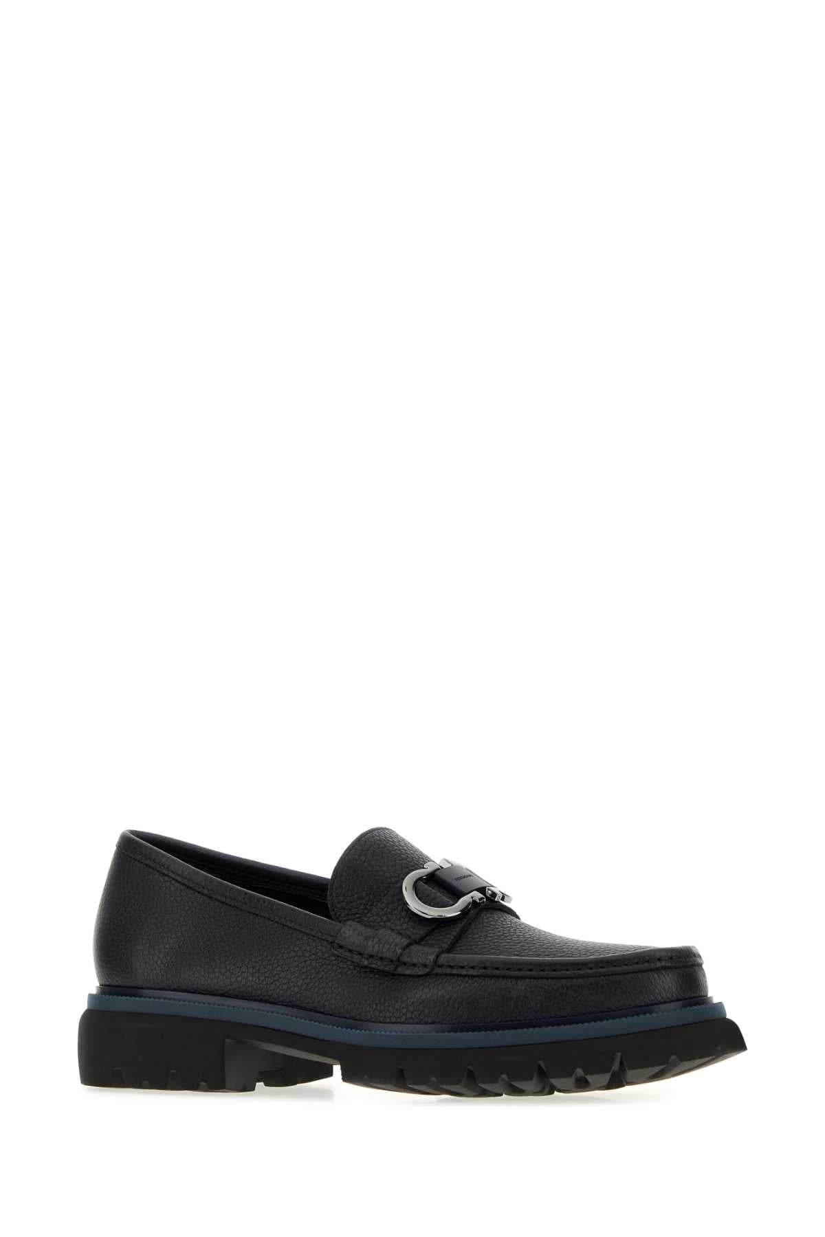 Salvatore Ferragamo Men Midnight Blue Leather Cocoon Loafers FERRAGAMO