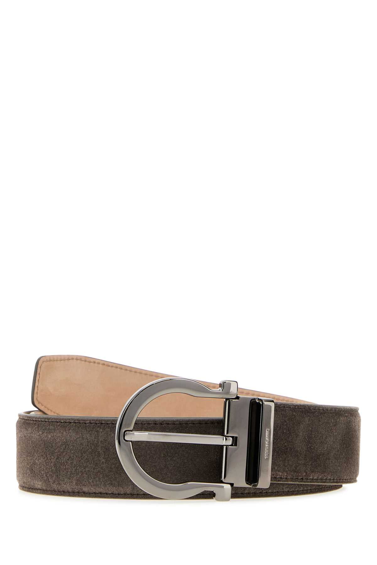 Salvatore Ferragamo Men Mud Suede Belt FERRAGAMO