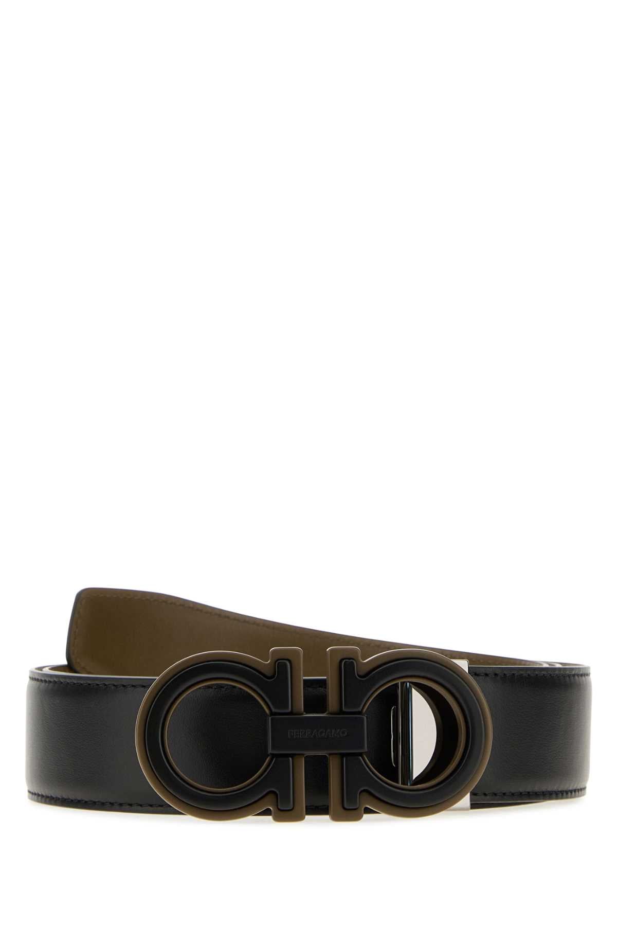 Salvatore Ferragamo Men Black Leather Reversible Belt FERRAGAMO