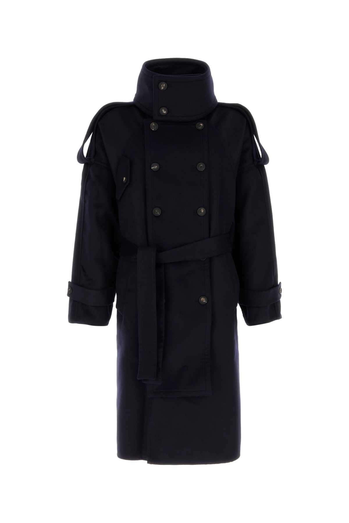 Salvatore Ferragamo Men Blue Wool Blend Coat FERRAGAMO