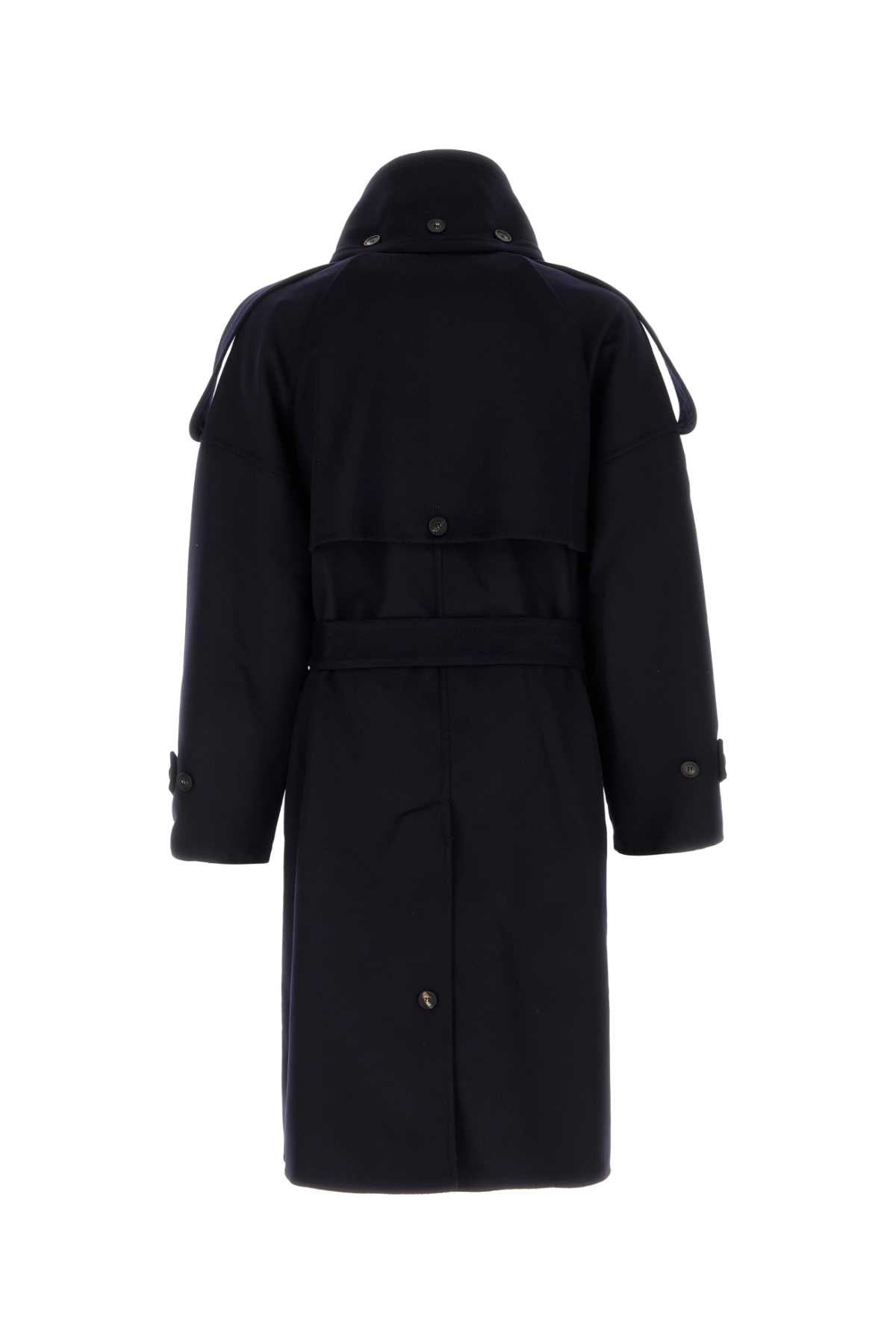 Salvatore Ferragamo Men Blue Wool Blend Coat FERRAGAMO