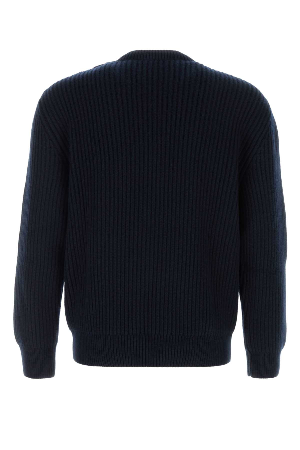 Salvatore Ferragamo Men Midnight Blue Wool Blend Sweater FERRAGAMO