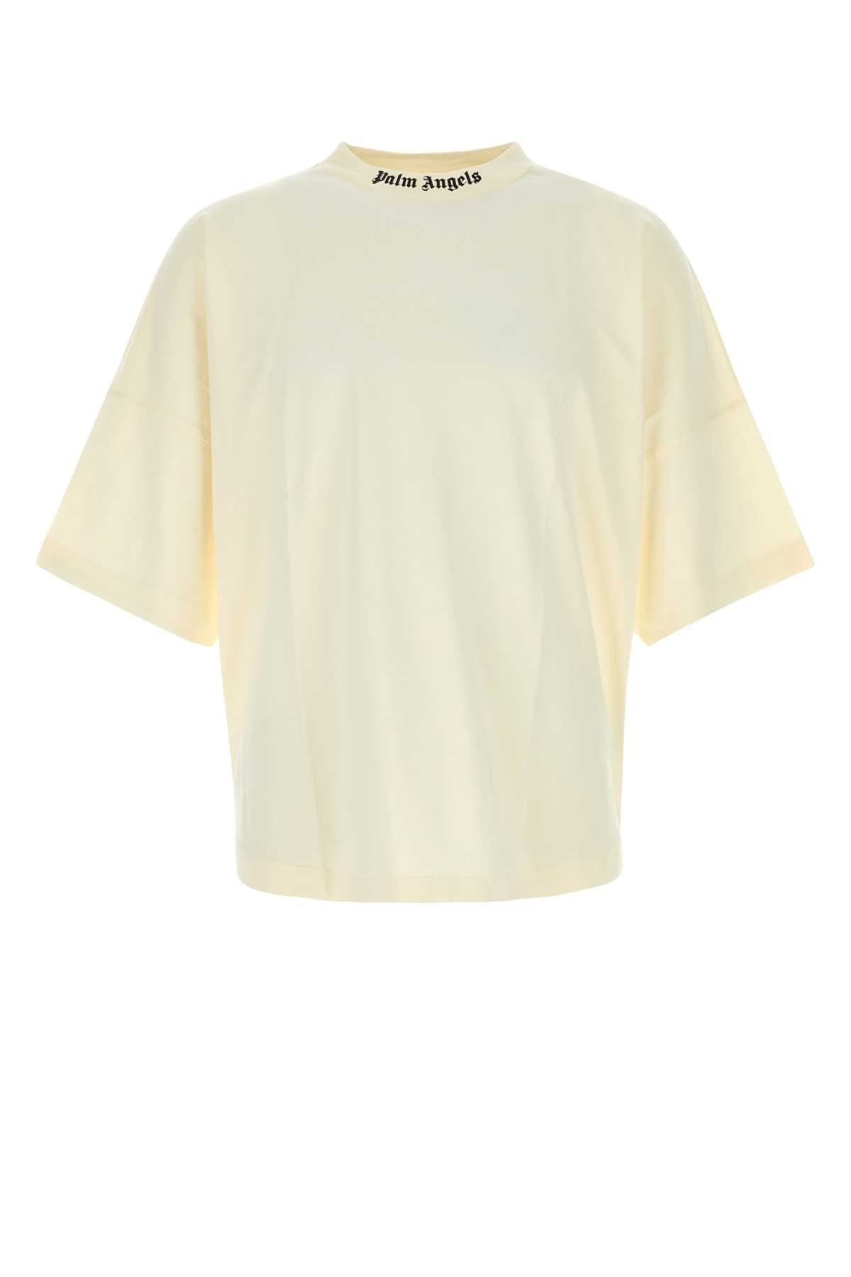 Palm Angels Men Cream Cotton Oversize T-Shirt PALM ANGELS