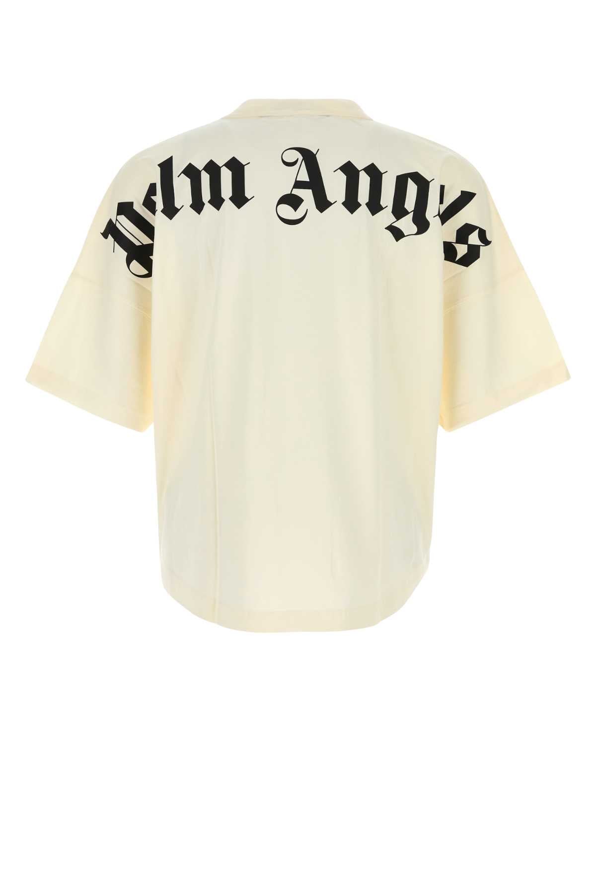 Palm Angels Men Cream Cotton Oversize T-Shirt PALM ANGELS