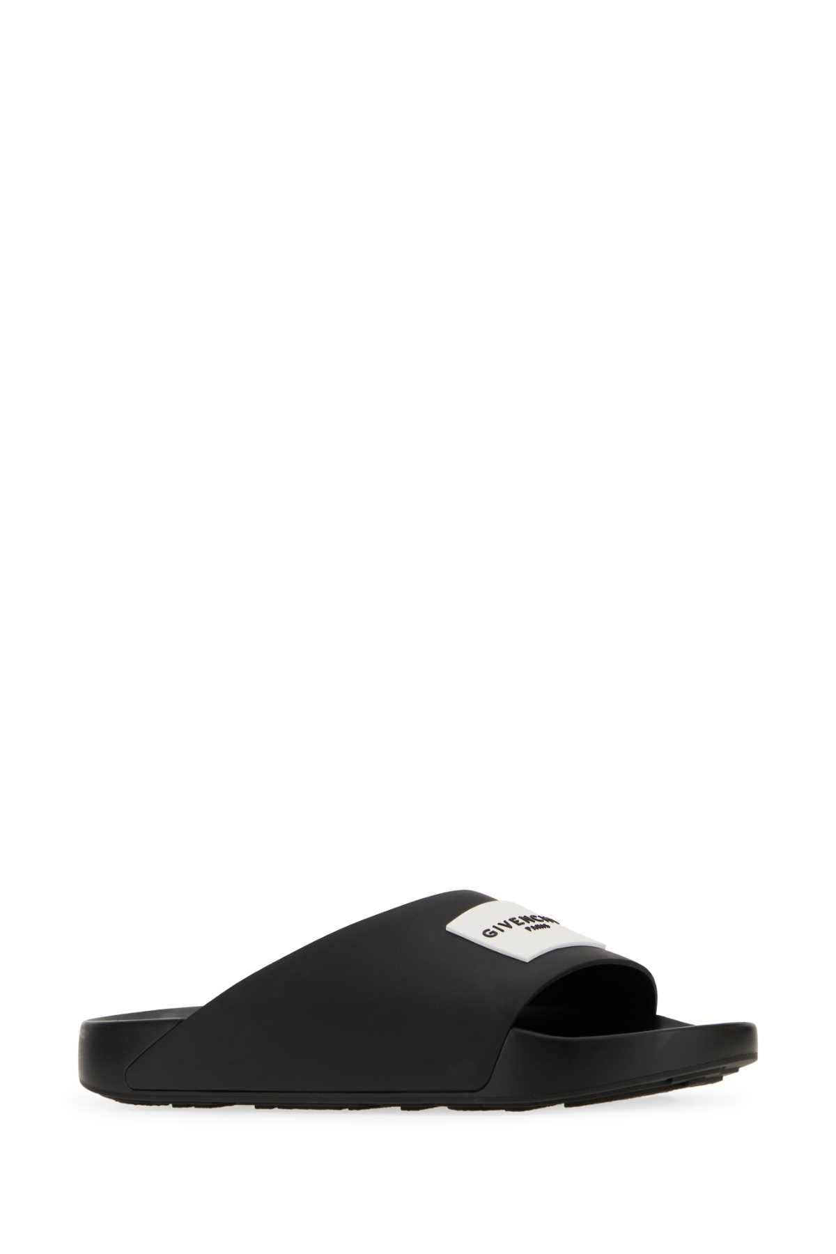 Givenchy Women Black Rubber Label Slippers GIVENCHY