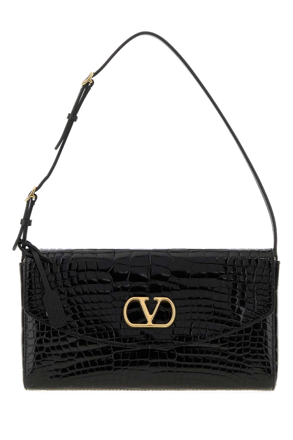 Valentino Garavani Women Black Leather Devain Shoulder Bag VALENTINO GARAVANI