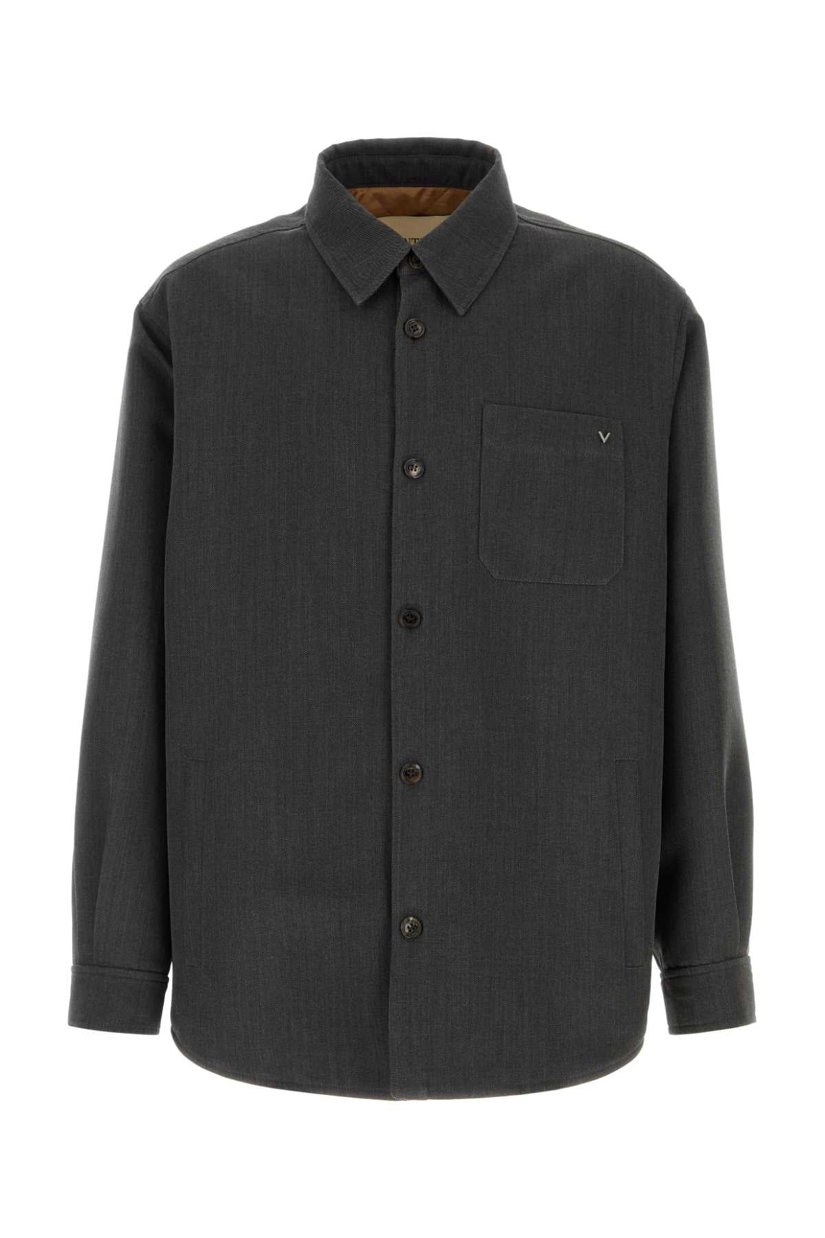 Valentino Garavani Men Dark Grey Wool Overshirt VALENTINO GARAVANI
