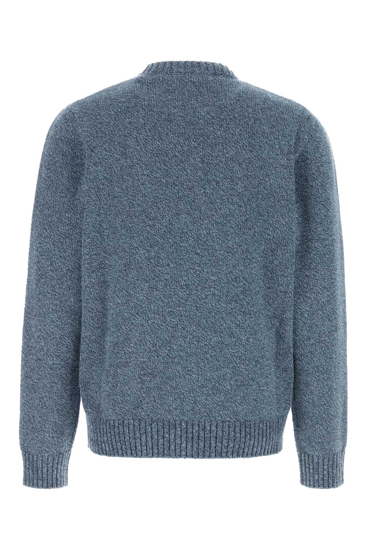 Valentino Garavani Men Melange Blue Wool Sweater VALENTINO GARAVANI