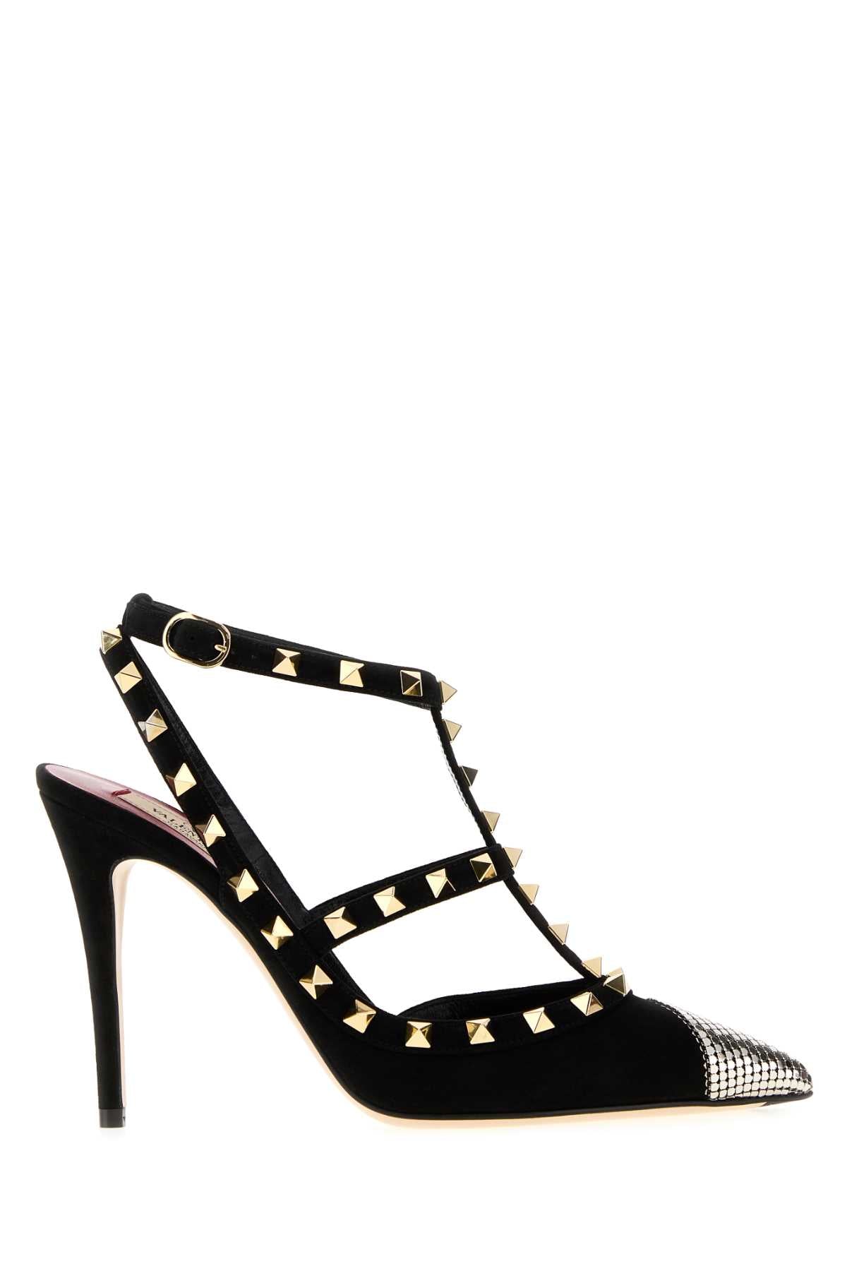 Valentino Garavani Women Black Suede Rockstud Pumps VALENTINO GARAVANI