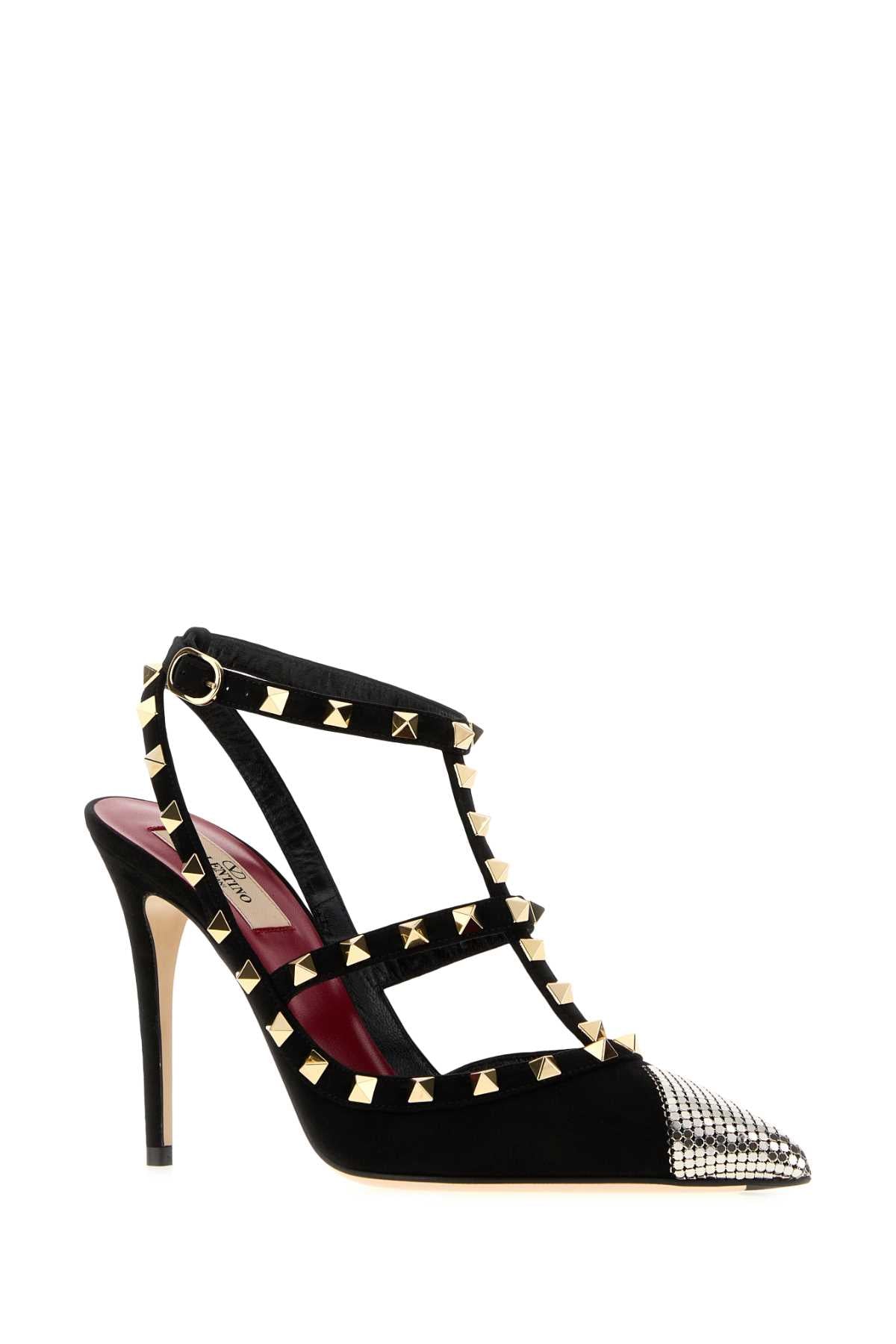 Valentino Garavani Women Black Suede Rockstud Pumps VALENTINO GARAVANI