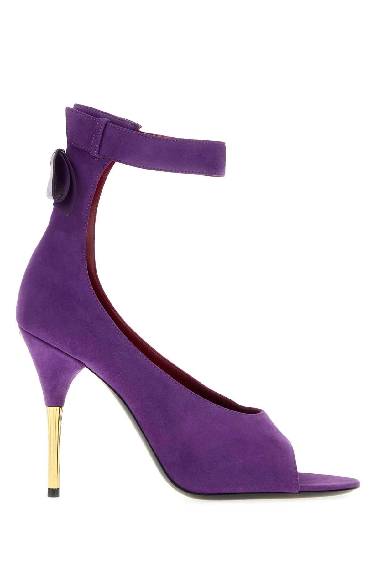 Valentino Garavani Women Purple Suede Fatale Sandals VALENTINO GARAVANI