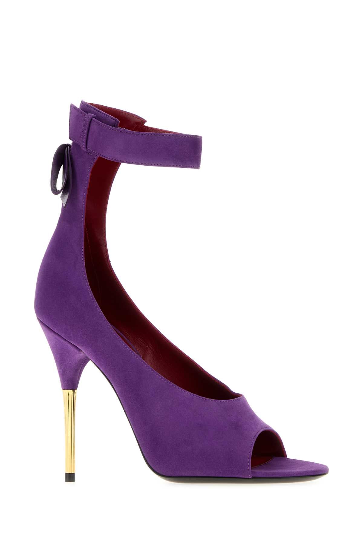 Valentino Garavani Women Purple Suede Fatale Sandals VALENTINO GARAVANI