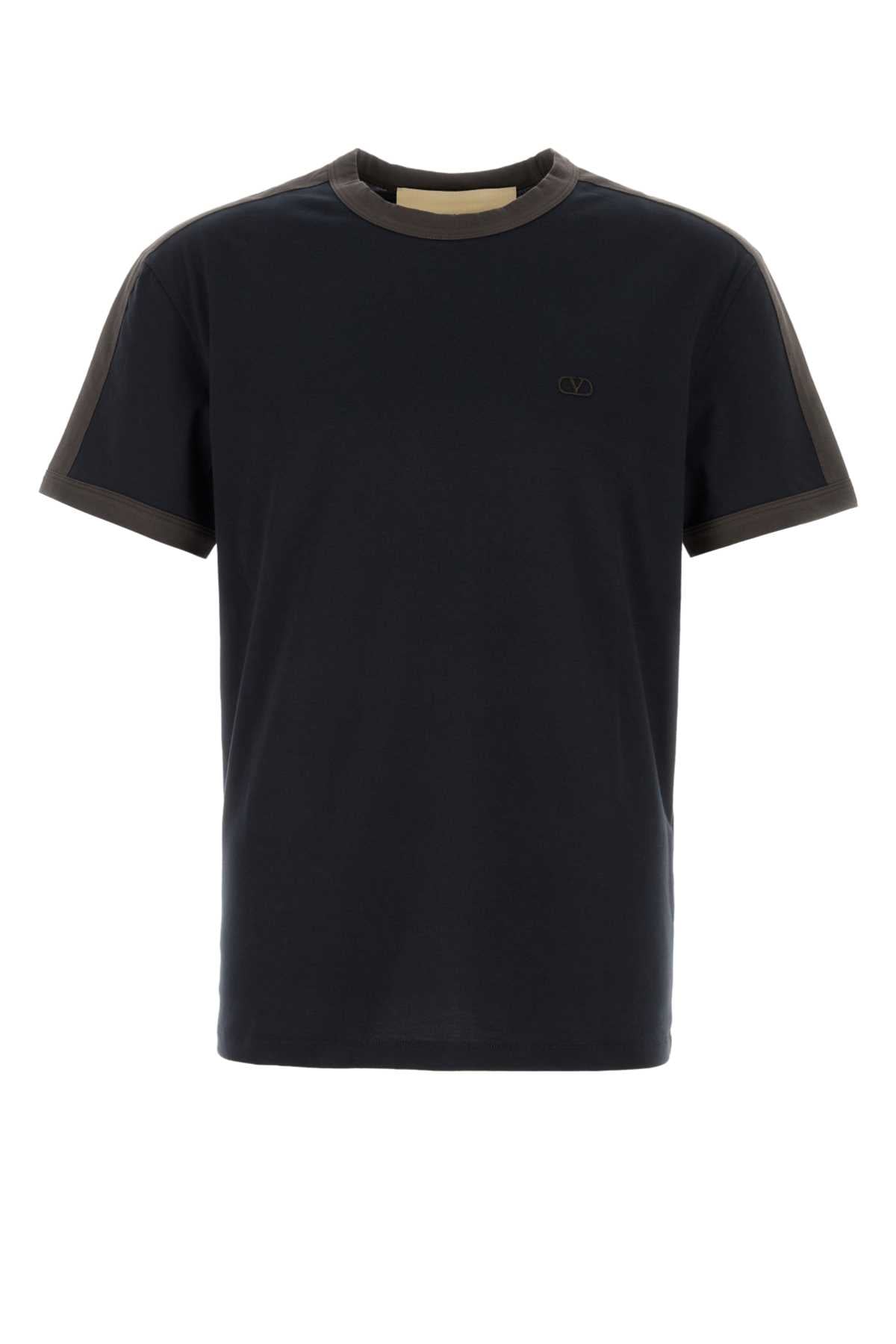 Valentino Garavani Men Midnight Blue Cotton T-Shirt VALENTINO GARAVANI