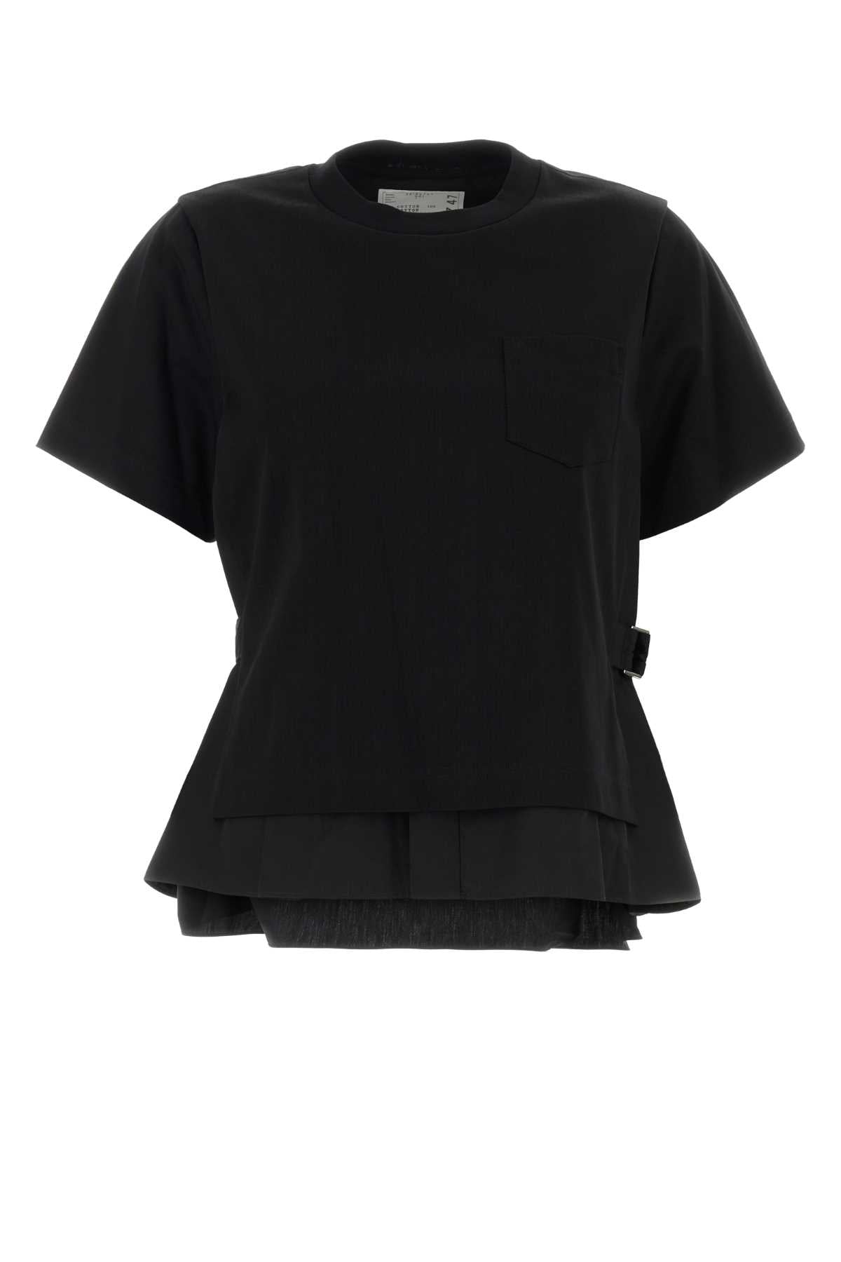 Sacai Women Black Cotton T-Shirt