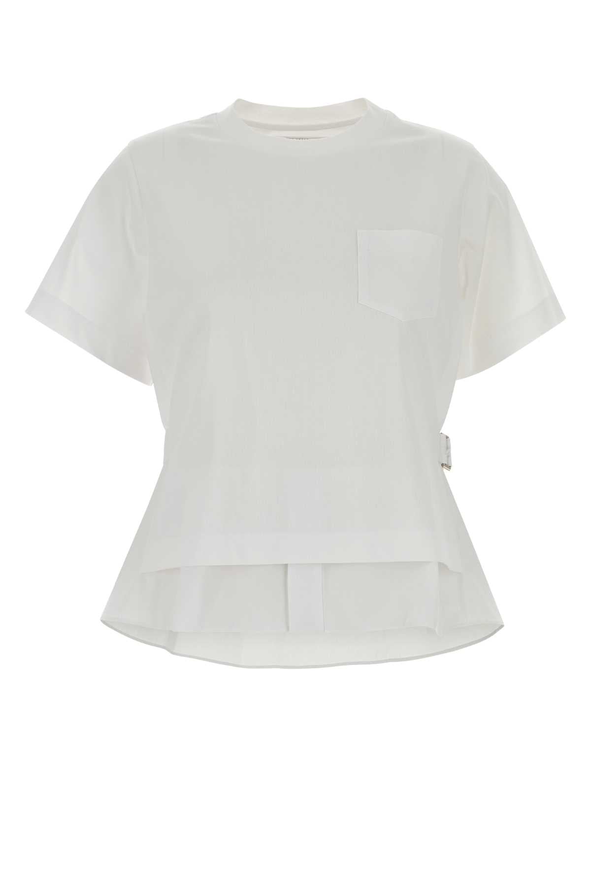 Sacai Women White Cotton T-Shirt SACAI
