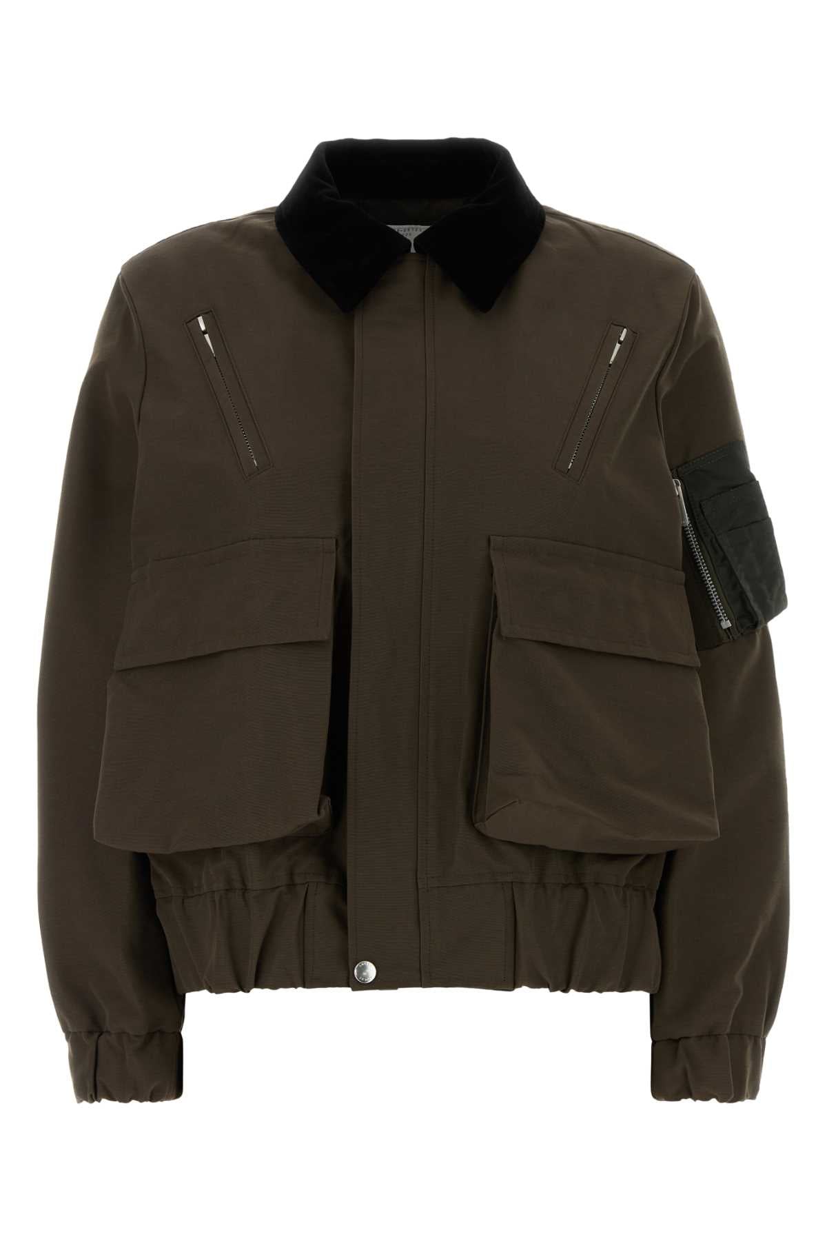 Sacai Women Mud Cotton Blend Bomber Jacket SACAI