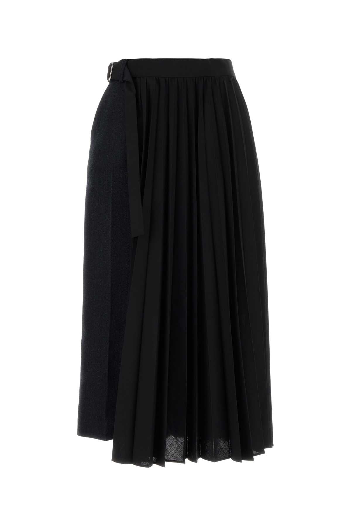 Sacai Women Two-Tone Wool And Twill Skirt SACAI