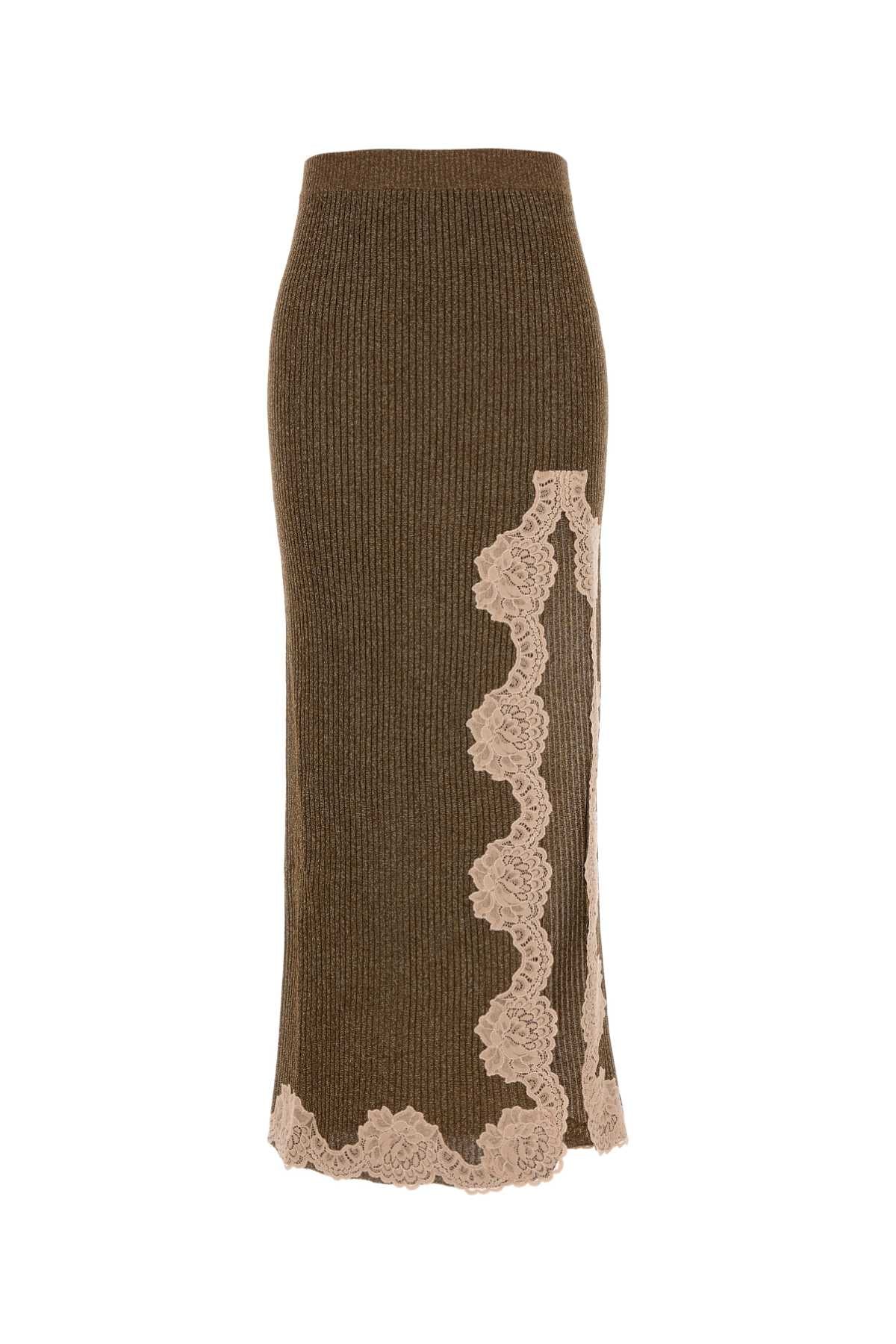 Valentino Garavani Women Gold Viscose Blend Skirt VALENTINO GARAVANI