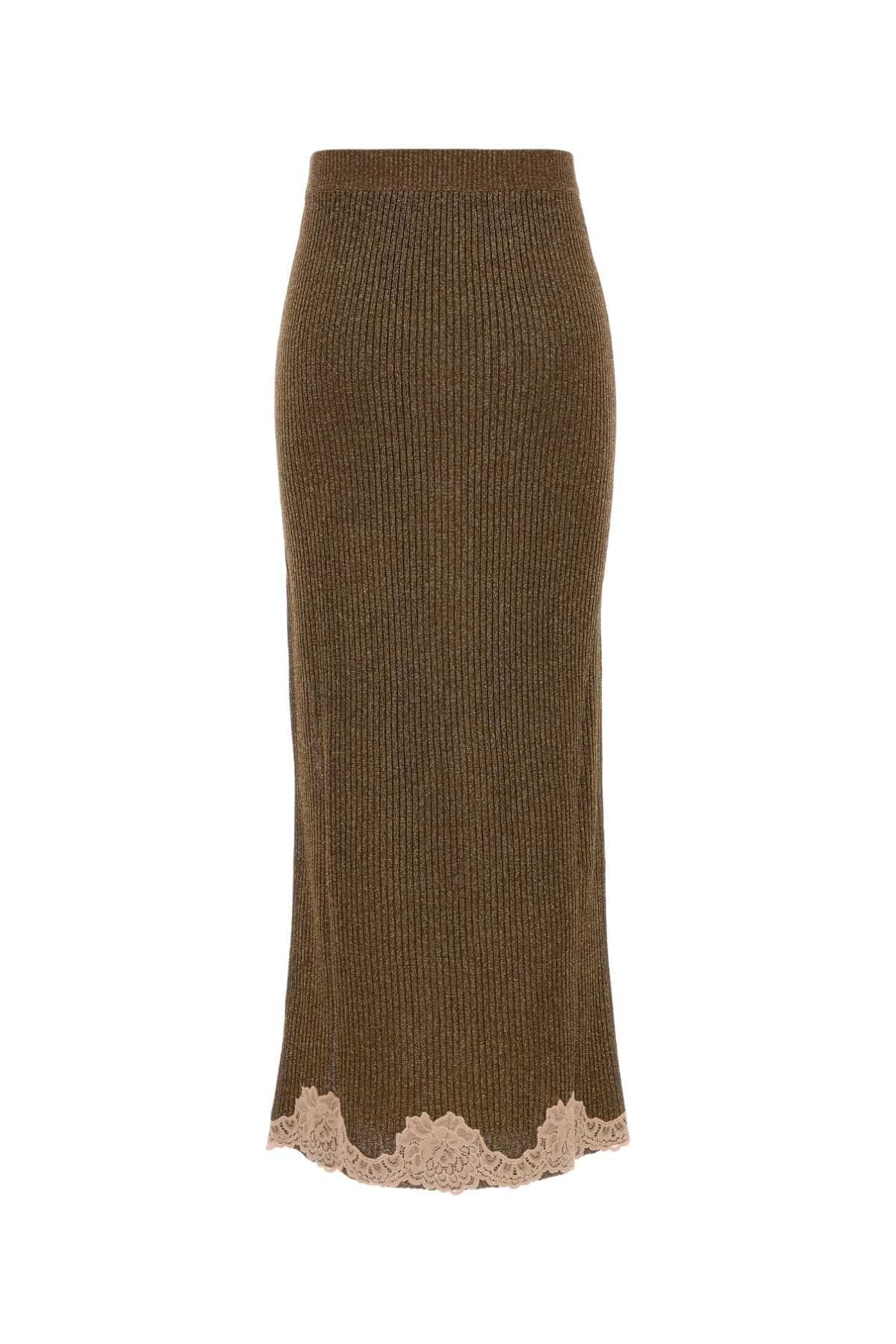 Valentino Garavani Women Gold Viscose Blend Skirt VALENTINO GARAVANI