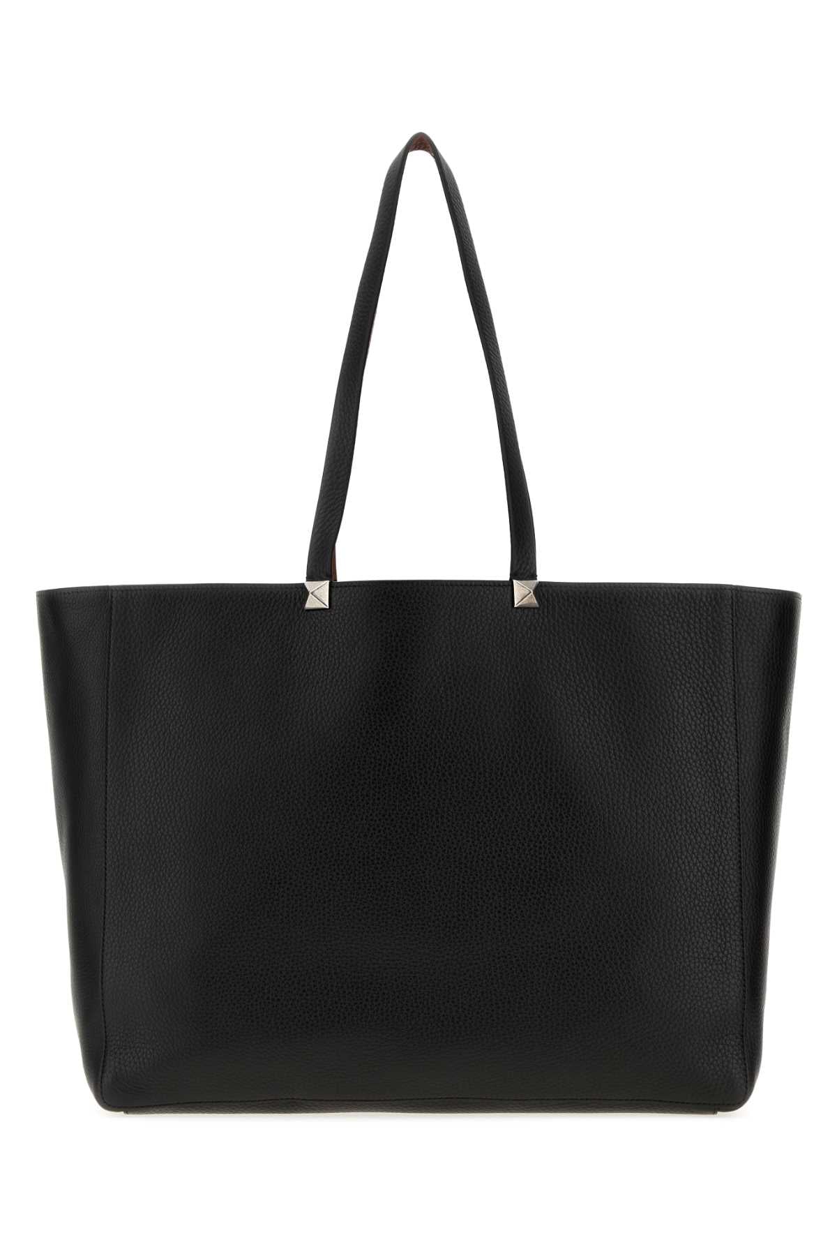 Valentino Garavani Men Black Leather  Rockstud Reversible Shopping Bag VALENTINO GARAVANI