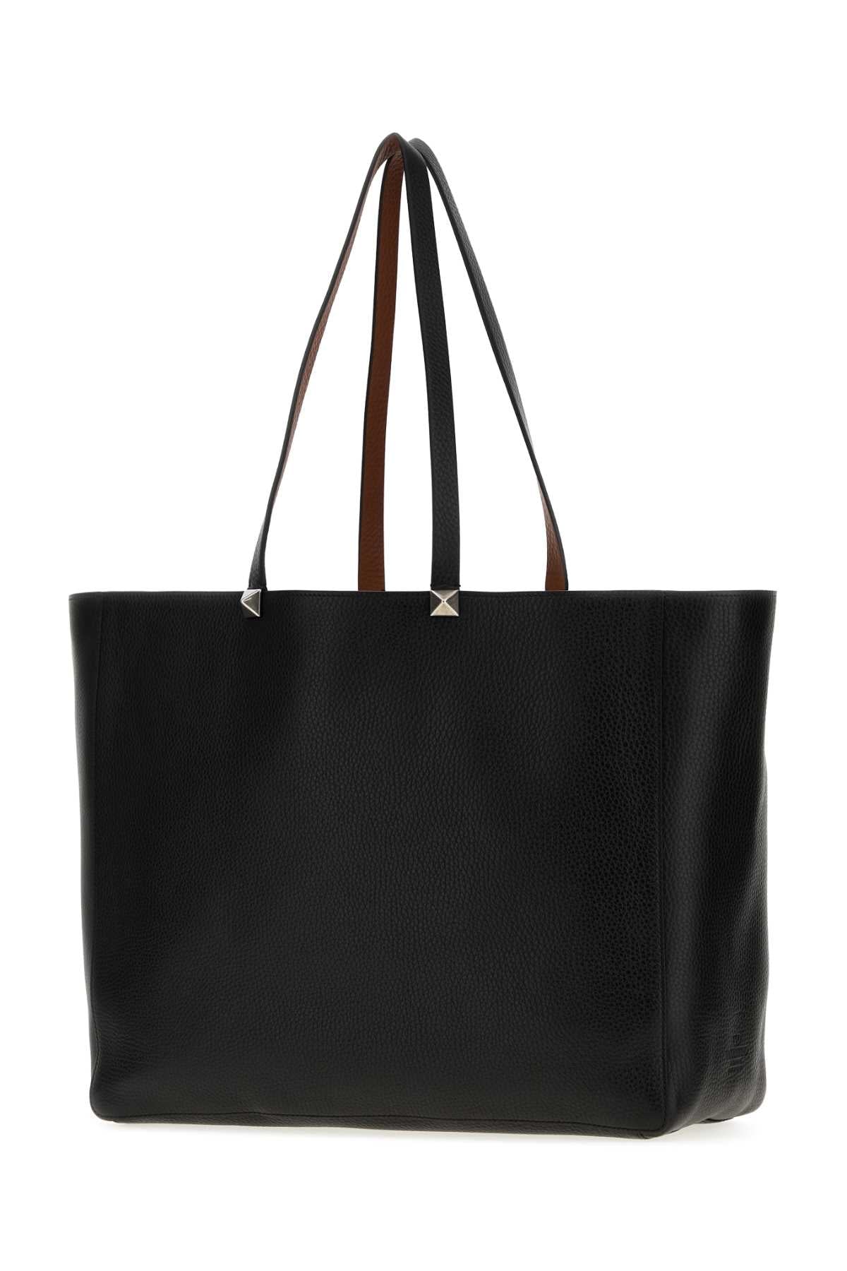Valentino Garavani Men Black Leather  Rockstud Reversible Shopping Bag VALENTINO GARAVANI