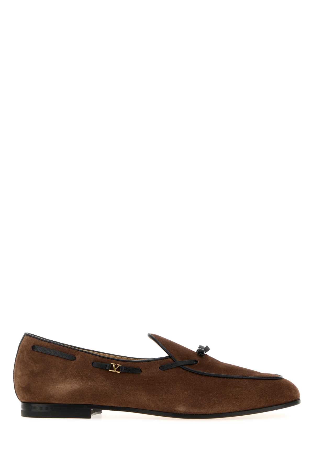 Valentino Garavani Men Brown Suede Bowshire Loafers VALENTINO GARAVANI