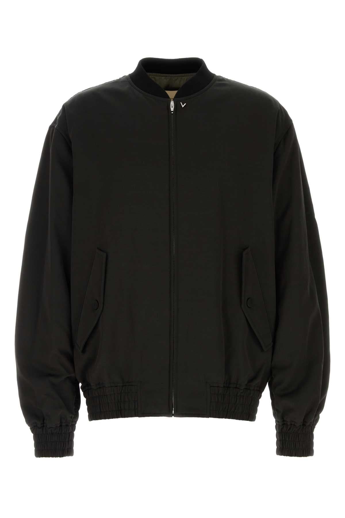 Valentino Garavani Men Black Viscose Blend Bomber Jacket VALENTINO GARAVANI