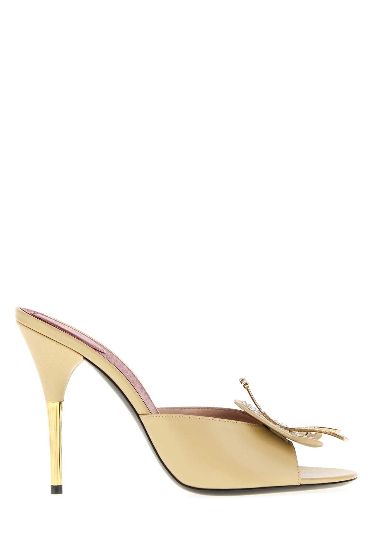 Valentino Garavani Women Beige Leather Flutterfly Mules VALENTINO GARAVANI