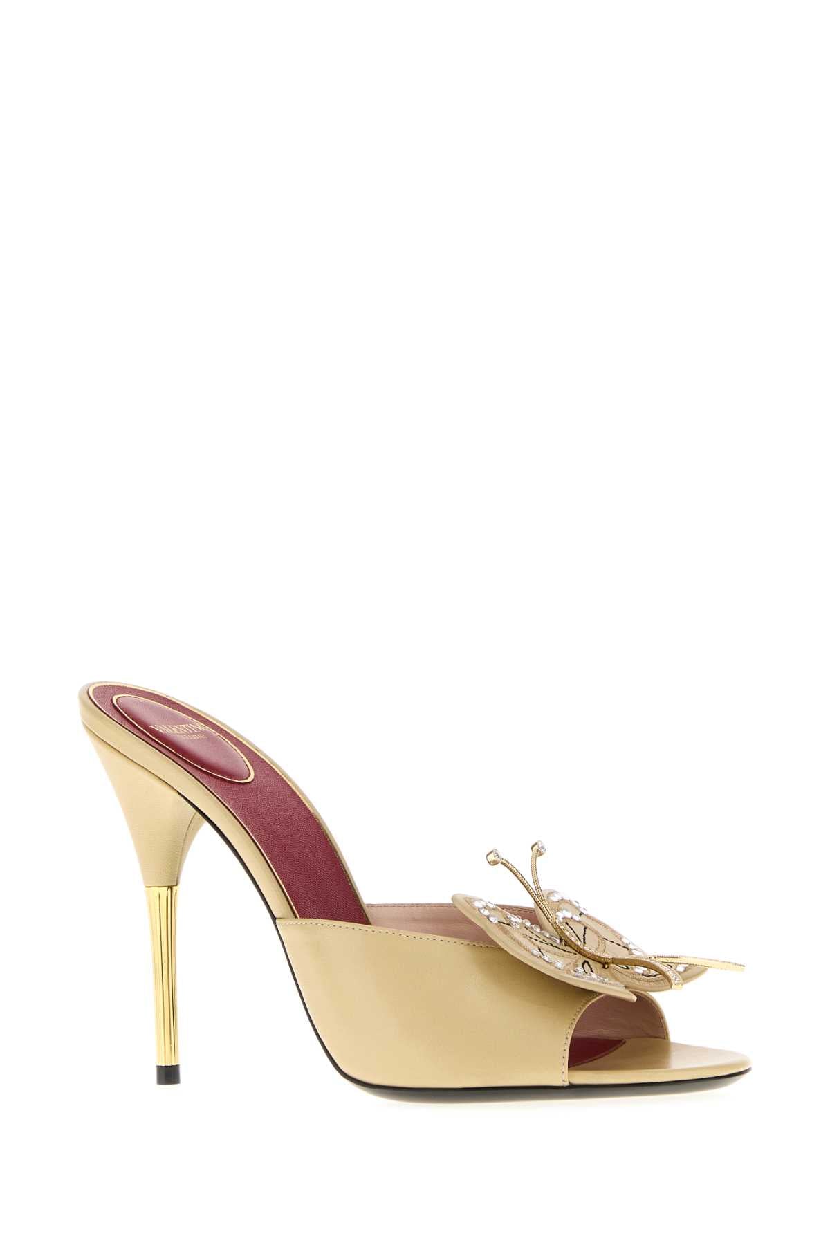Valentino Garavani Women Beige Leather Flutterfly Mules VALENTINO GARAVANI