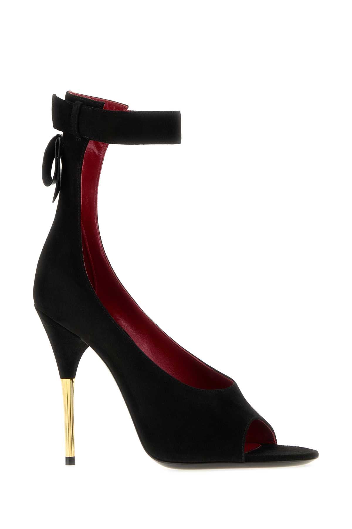 Valentino Garavani Women Black Suede Fatale Sandals VALENTINO GARAVANI