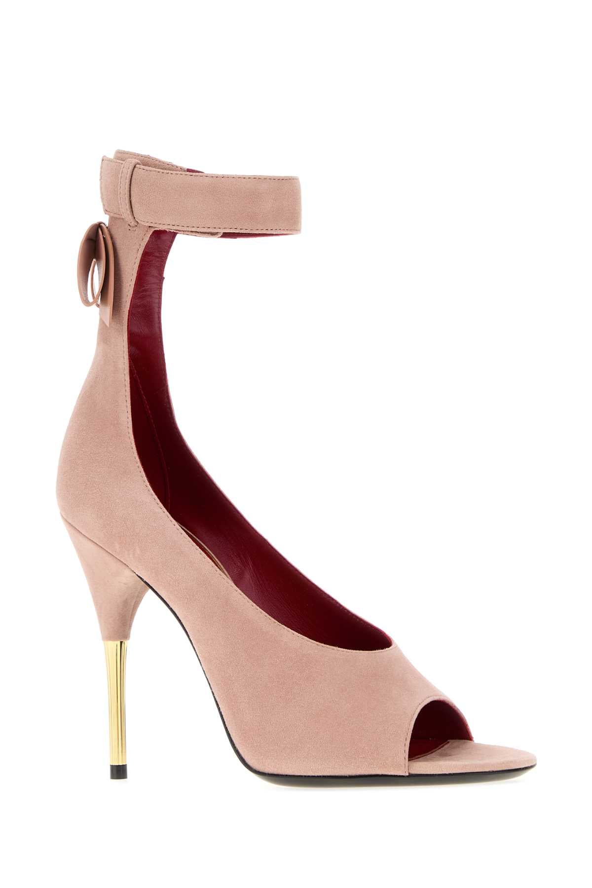 Valentino Garavani Women Powder Pink Suede Fatale Sandals VALENTINO GARAVANI