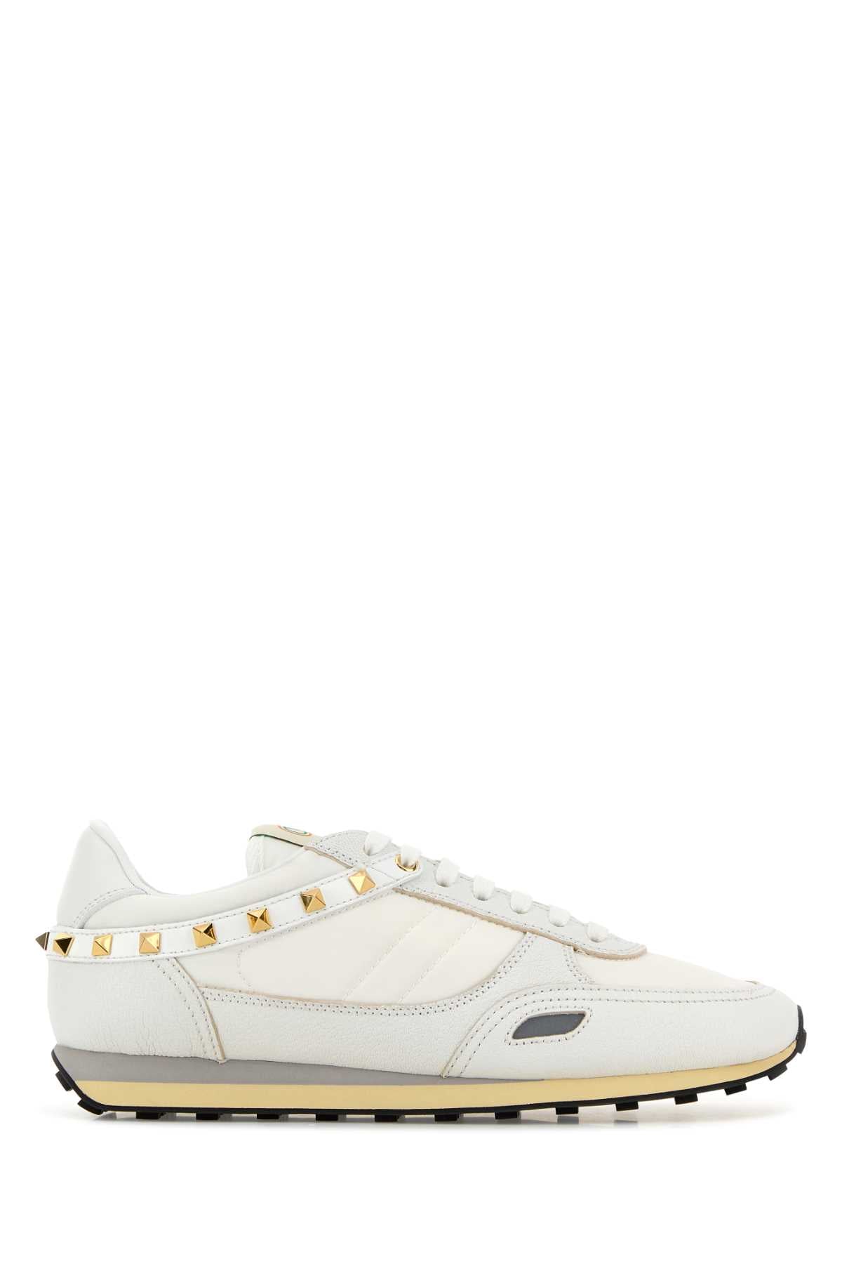 Valentino Garavani Men White Leather And Nylon Stand Up Sneakers VALENTINO GARAVANI