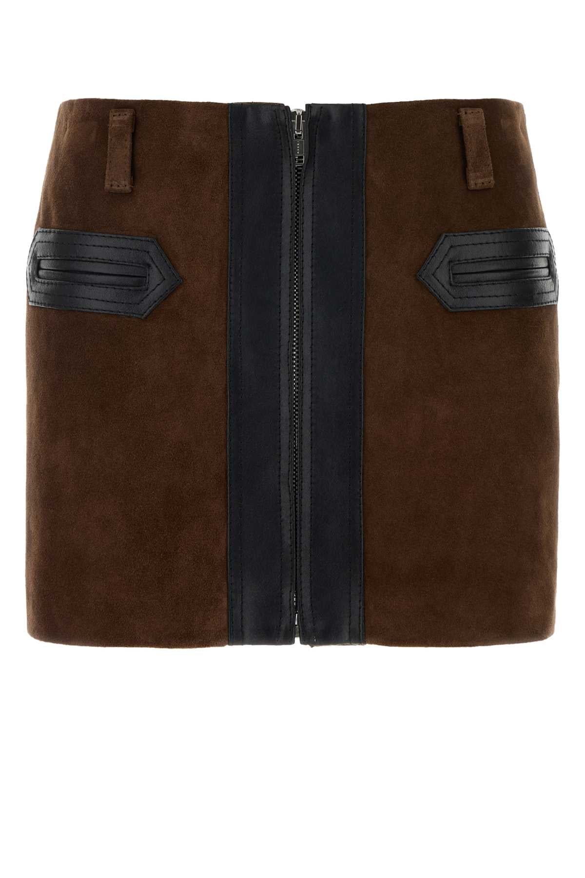 Marni Women Brown Suede Mini Skirt MARNI