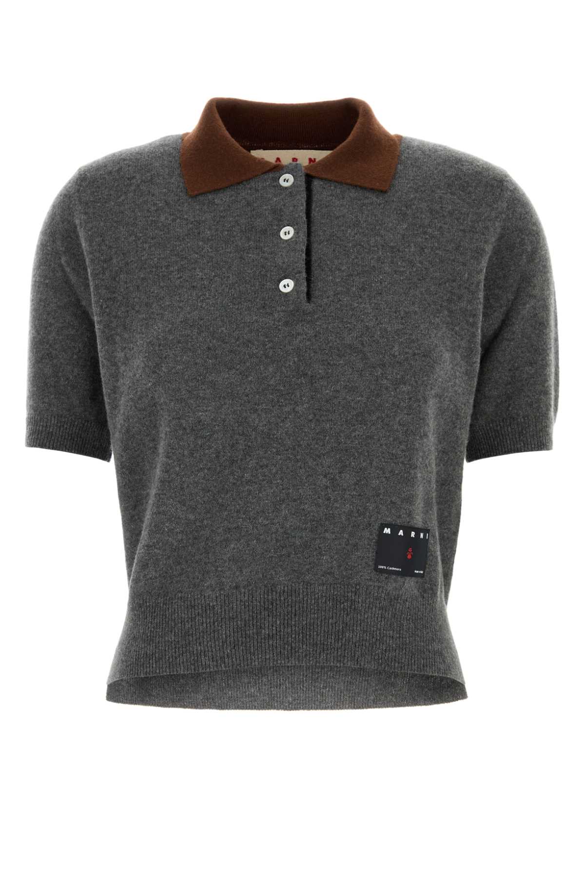 Marni Women Grey Cashmere Polo Shirt MARNI