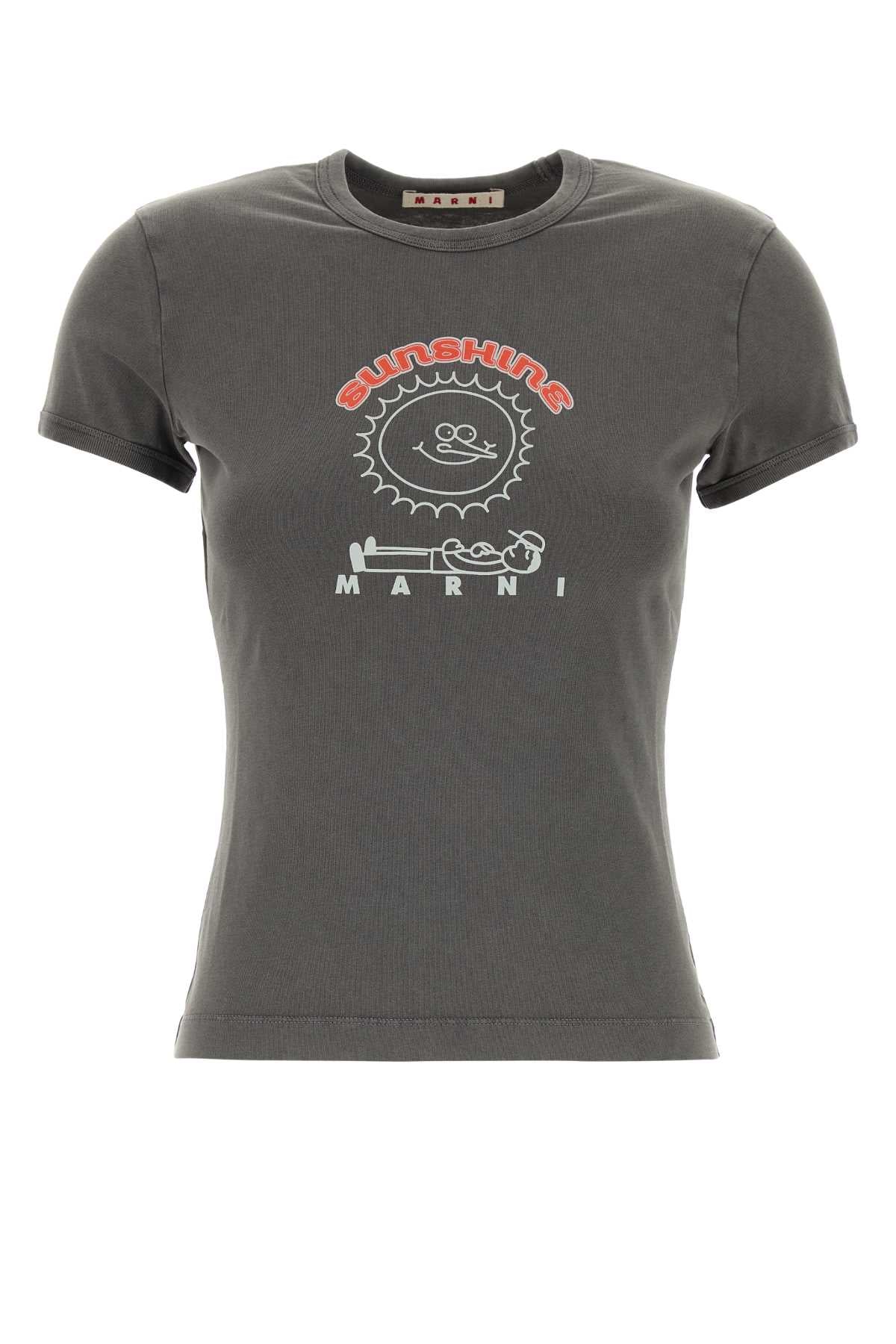Marni Women Dark Grey Cotton T-Shirt MARNI