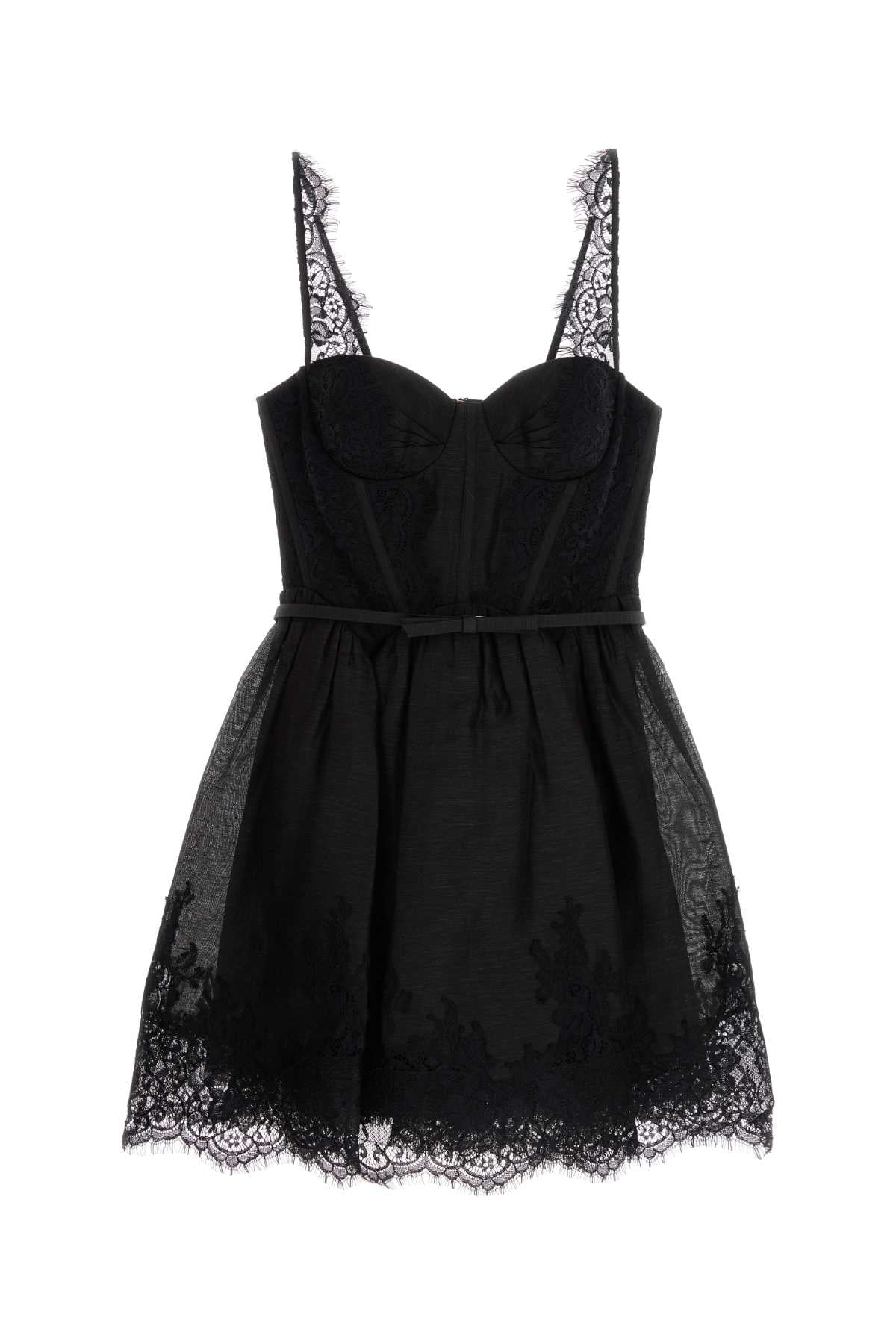 Zimmermann Women Black Linen Blend Valiant Mini Dress ZIMMERMANN