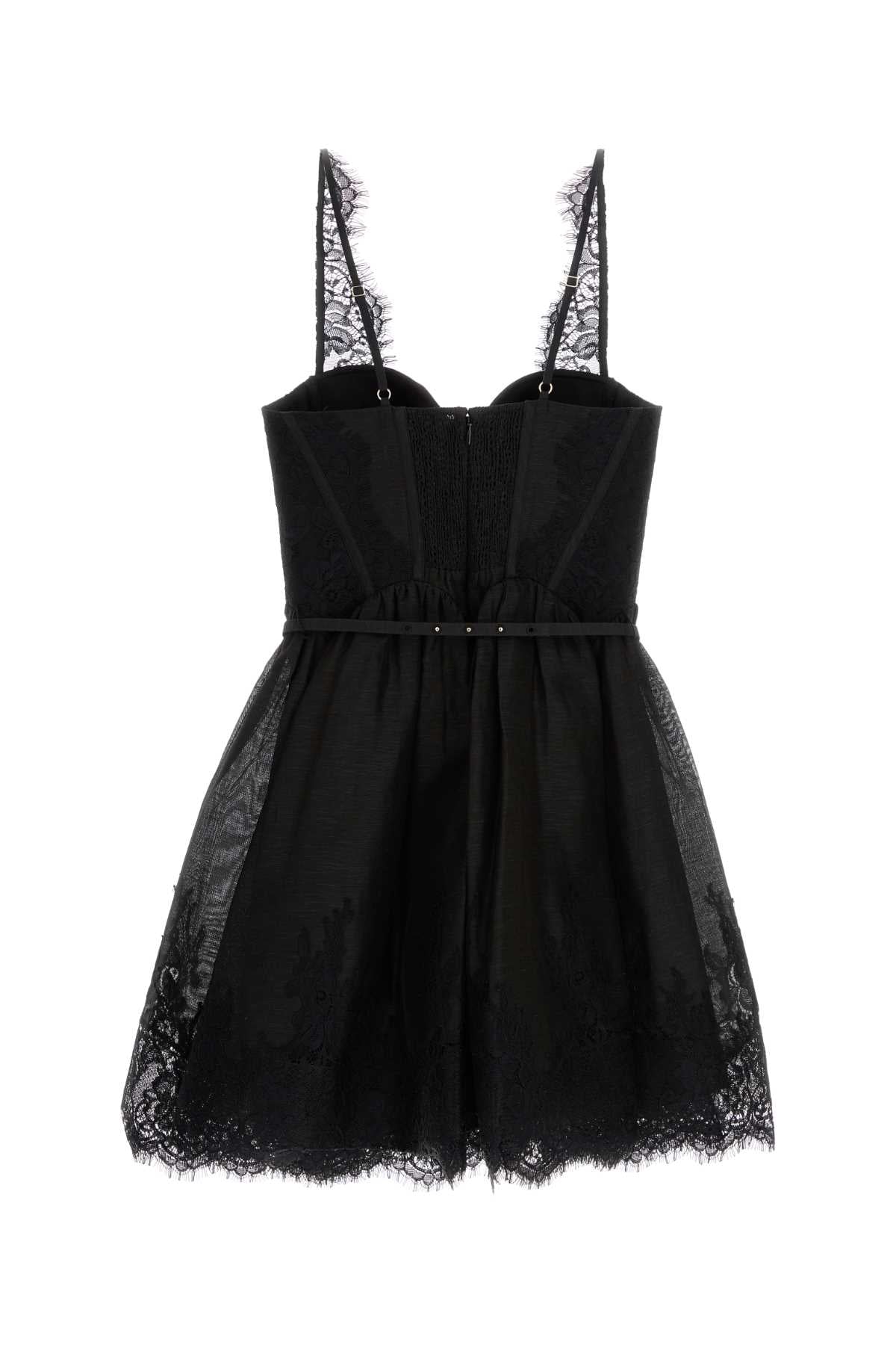 Zimmermann Women Black Linen Blend Valiant Mini Dress ZIMMERMANN