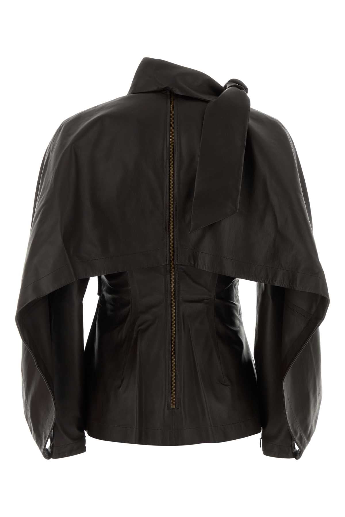 Zimmermann Women Dark Brown Leather Valiant Blouse ZIMMERMANN