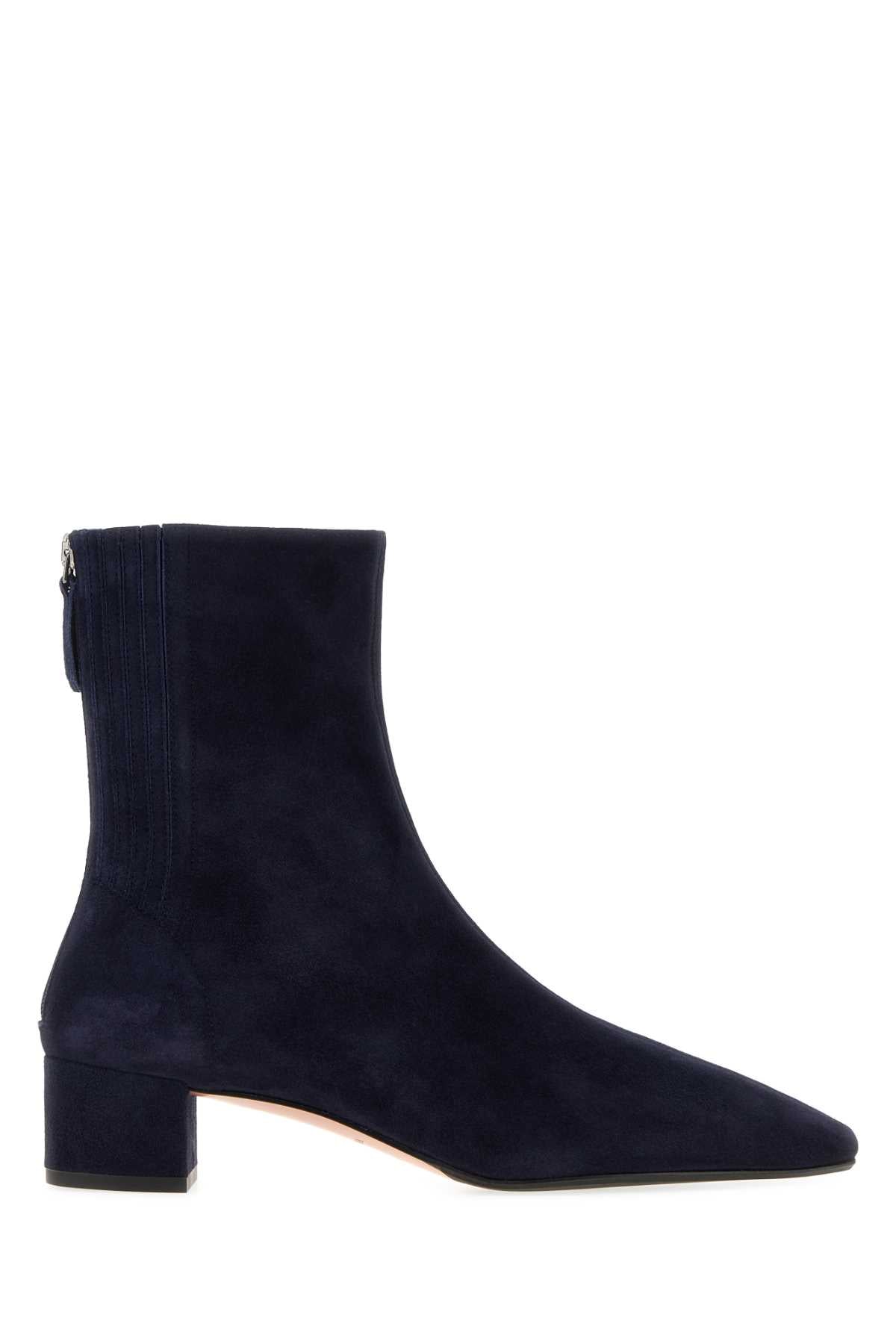 Aquazzura Women Dark Blue Suede Saint Honorã¨ Ankle Boots AQUAZZURA