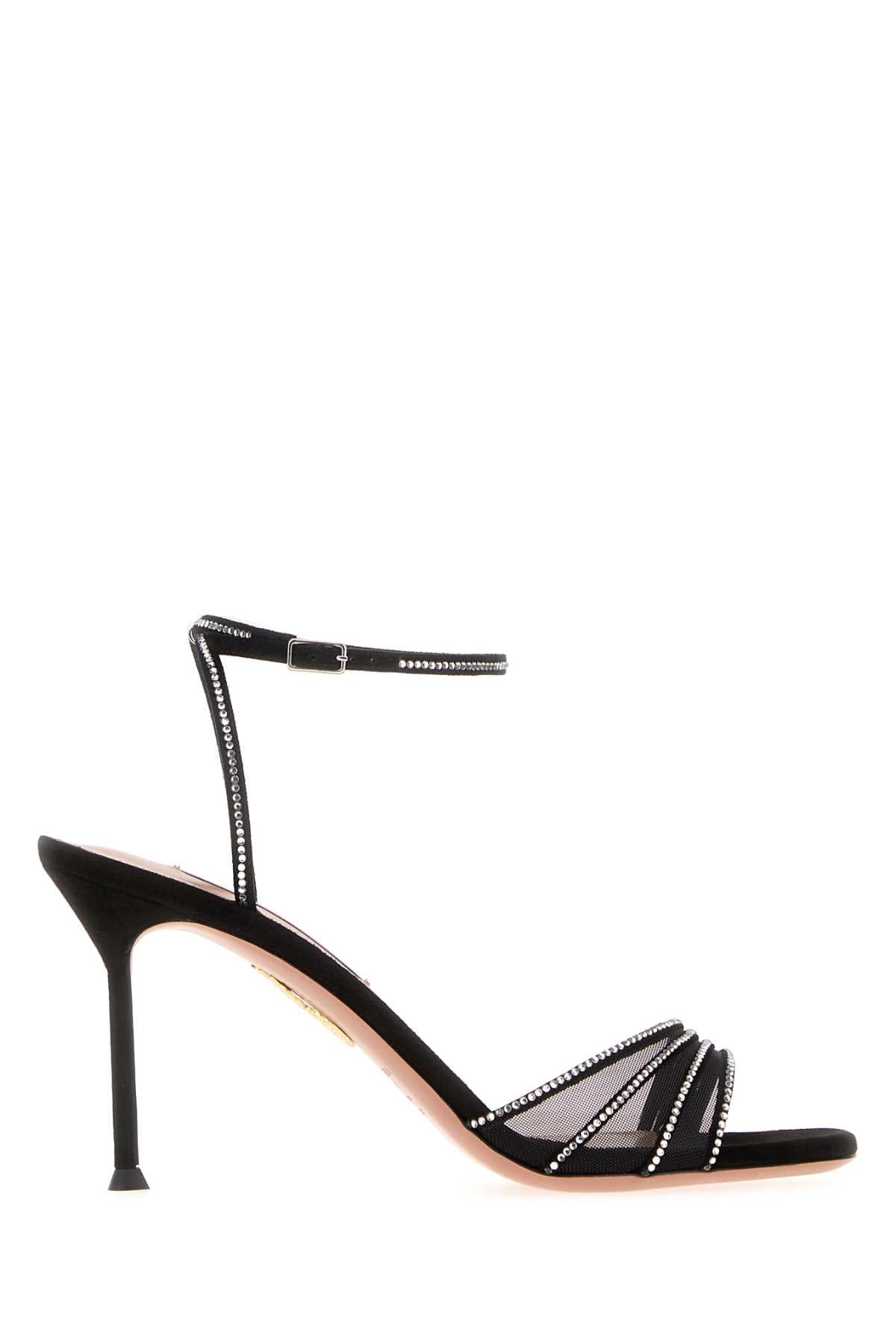 Aquazzura Women Black Mesh Dream Girl Sandals AQUAZZURA
