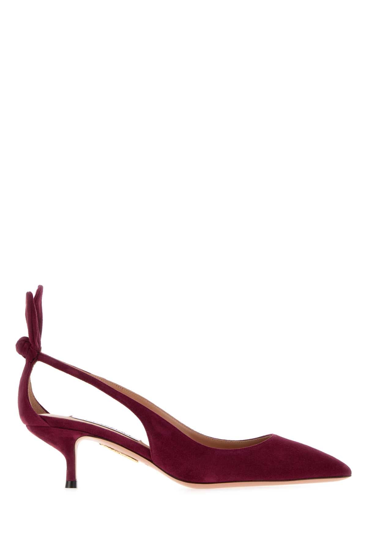 Aquazzura Women Tyrian Purple Suede Bow Tie 50 Pumps AQUAZZURA