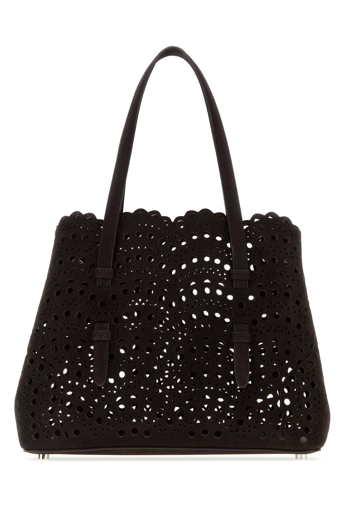 Alaia Women Dark Brown Suede Mina 25 Handbag ALAIA