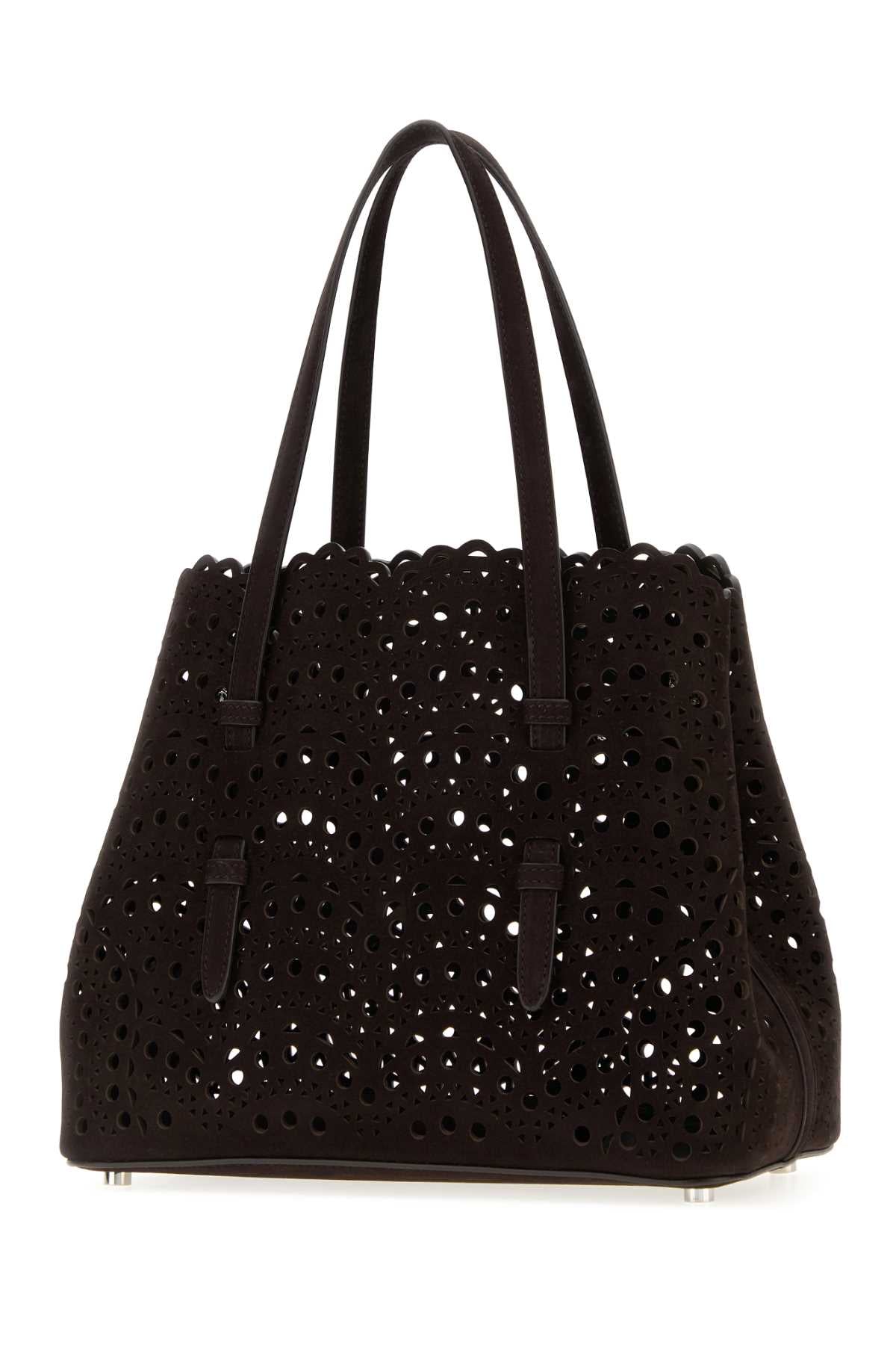 Alaia Women Dark Brown Suede Mina 25 Handbag ALAIA