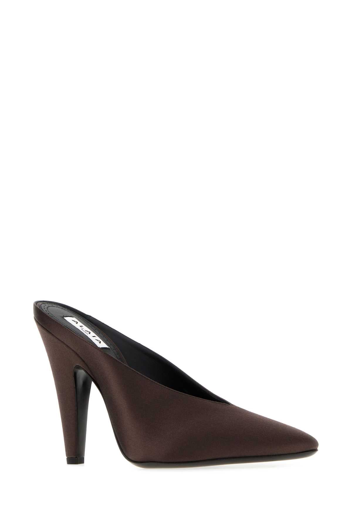 Alaia Women Brown Satin Cone Mules ALAIA