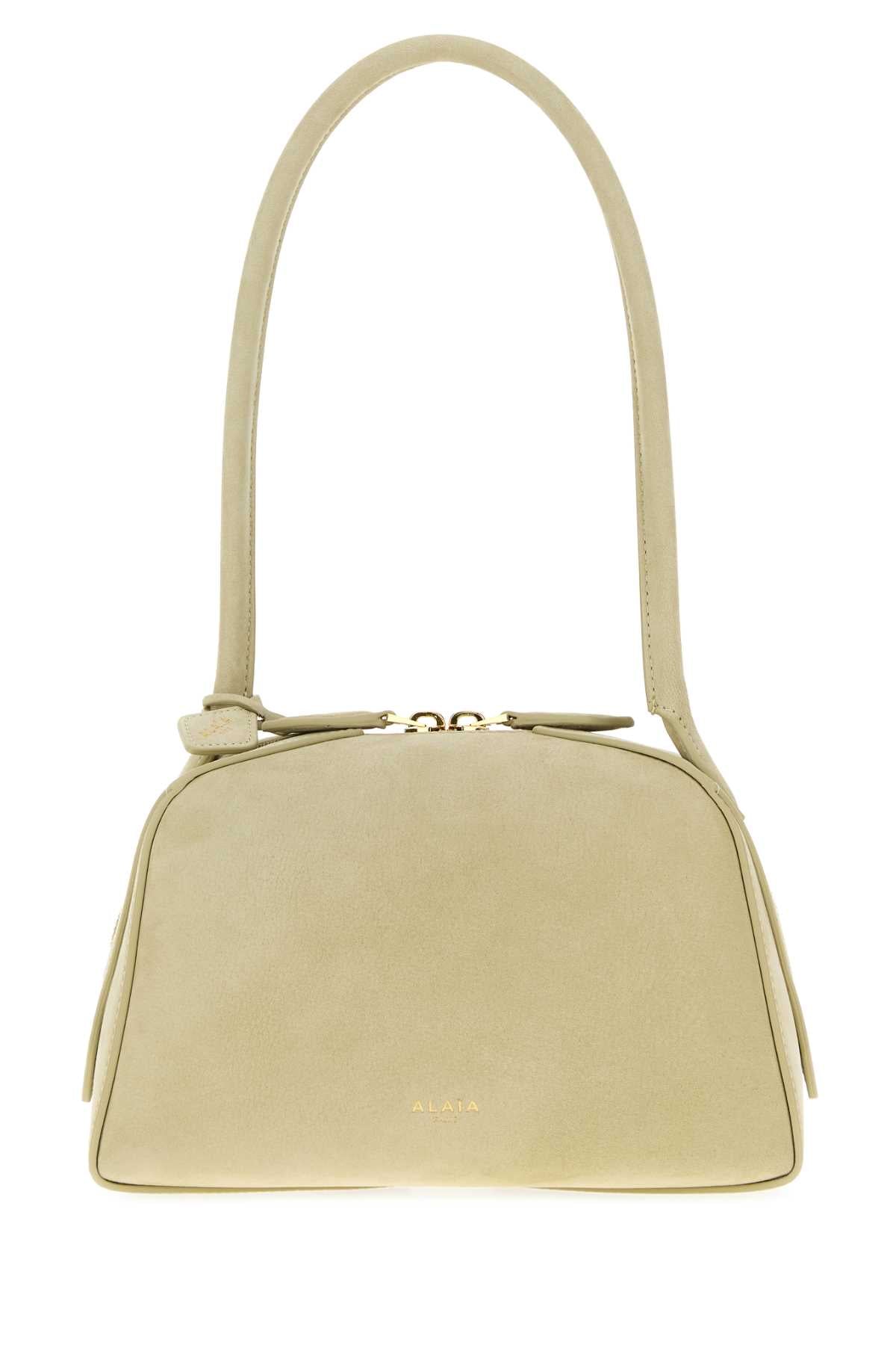 Alaia Women Sage Green Suede Small Bouledogue Shoulder Bag ALAIA