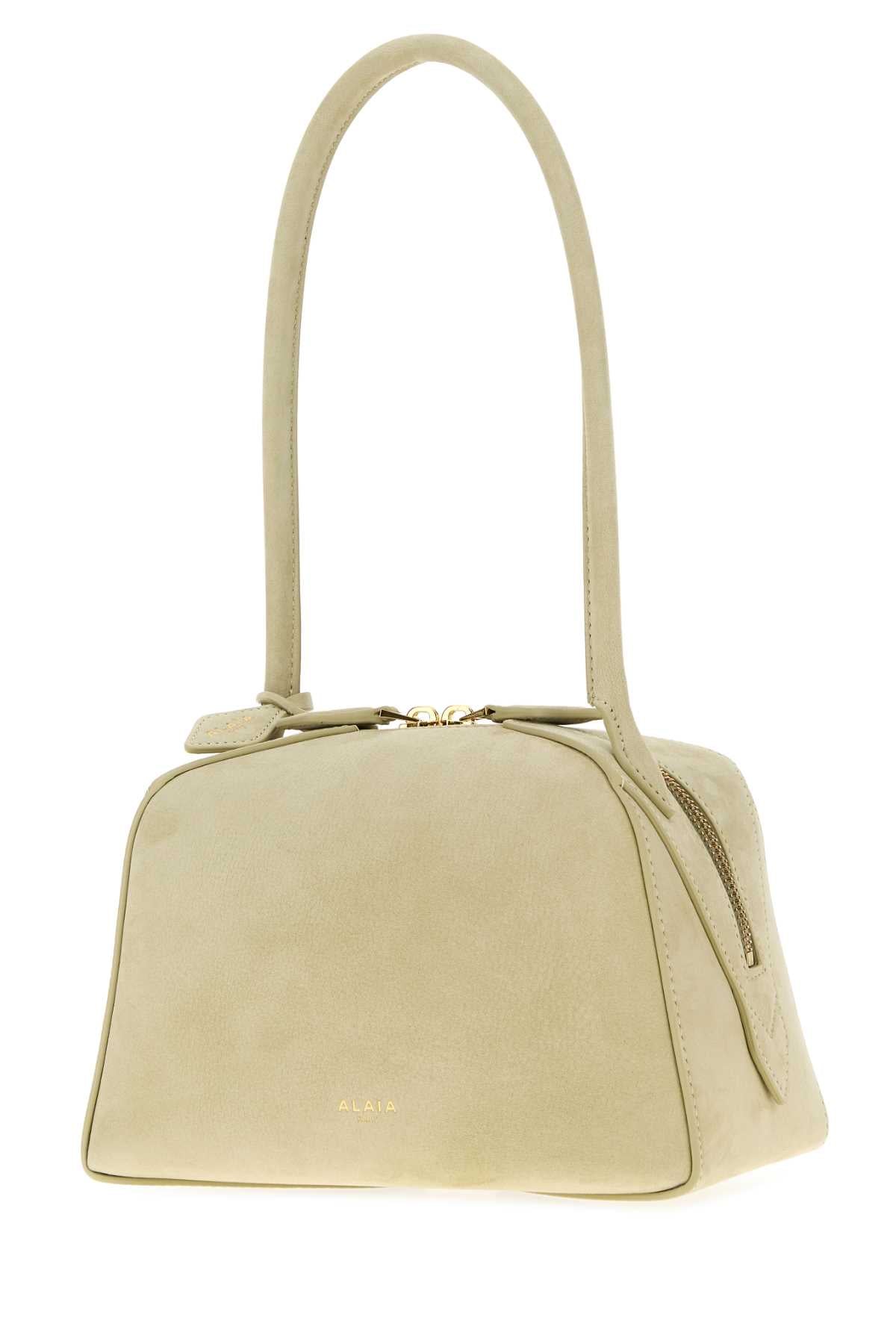 Alaia Women Sage Green Suede Small Bouledogue Shoulder Bag ALAIA