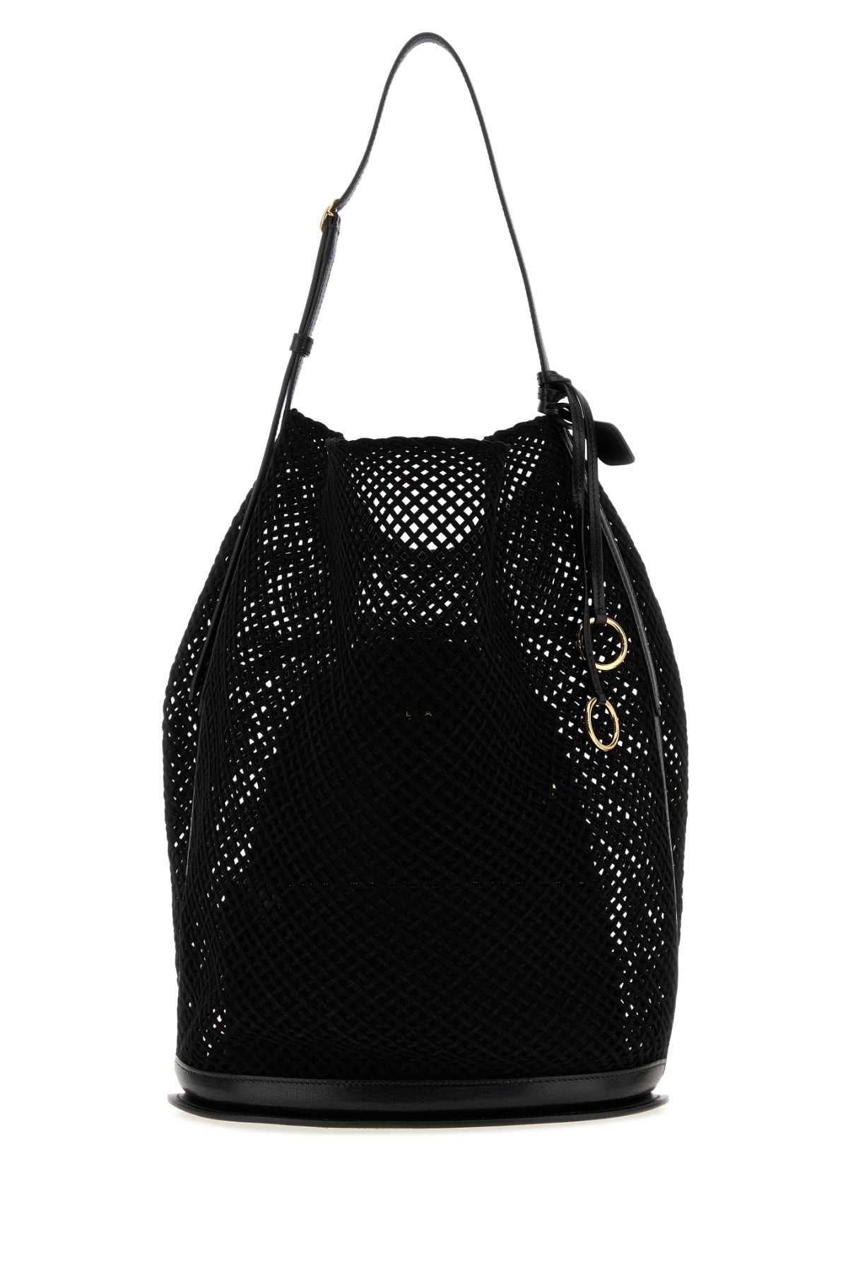 Alaia Women Black Mesh Large Hip Bucket Bag ALAIA