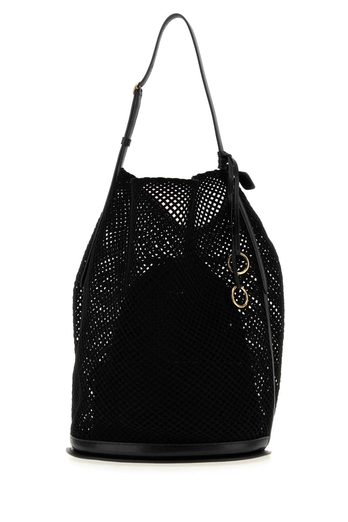 Alaia Women Black Mesh Large Hip Bucket Bag ALAIA