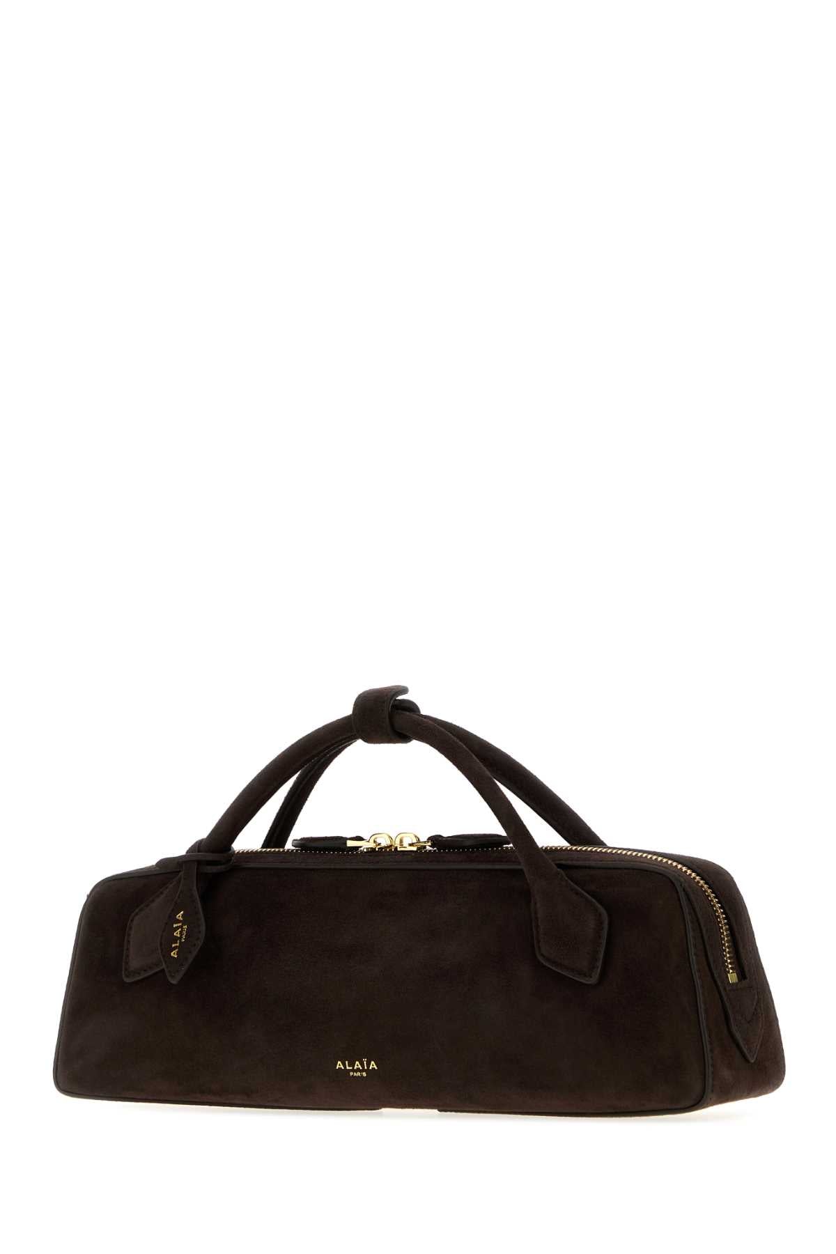 Alaia Women Dark Brown Suede Teckel Handbag ALAIA