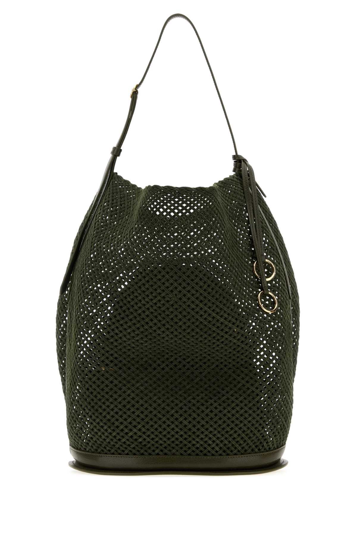 Alaia Women Olive Green Mesh Large Hip Bucket Bag ALAIA